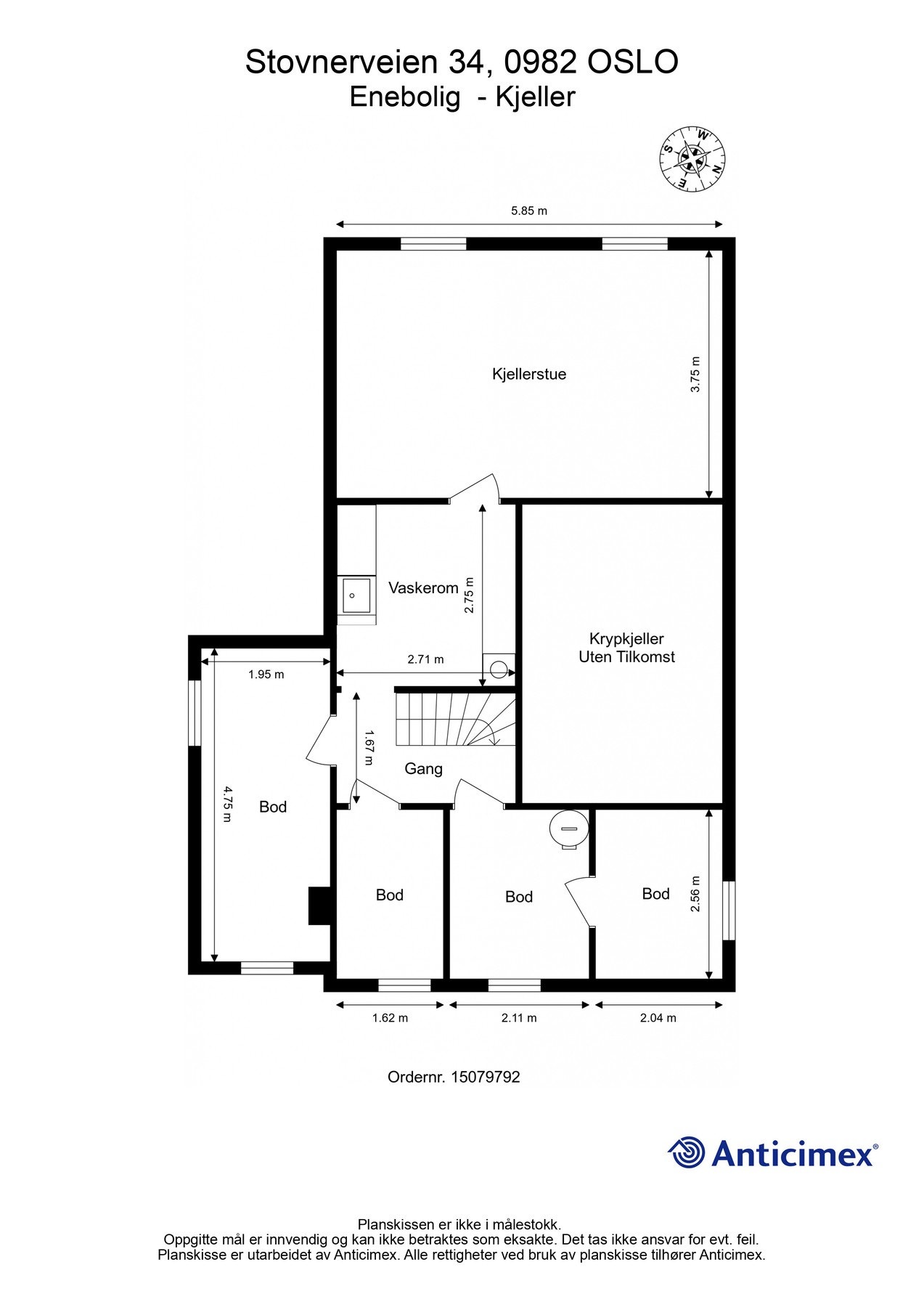 Plantegning kjeller. Galleribilde