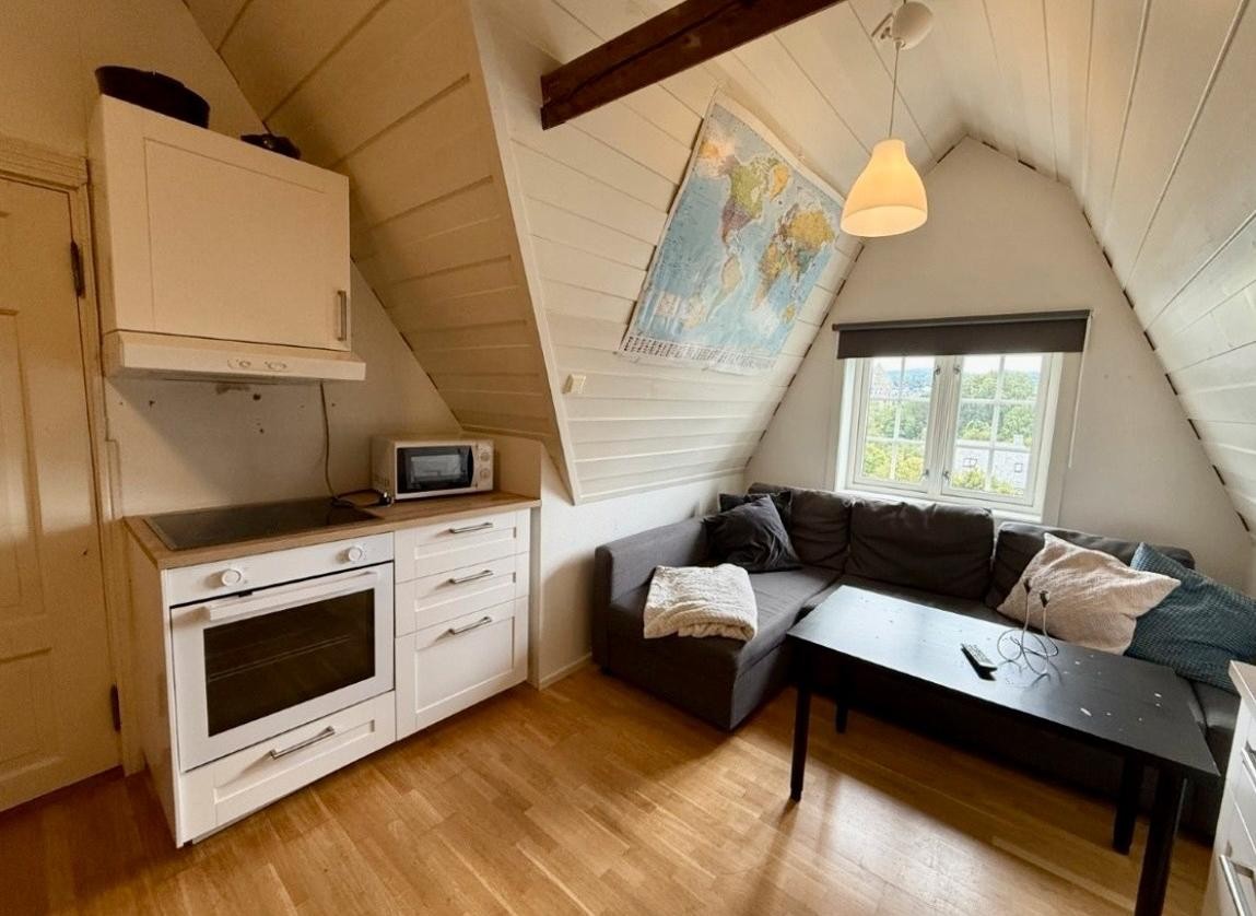 Enkelt og oversiktlig kjøkken, tilpasset daglig matlaging. (Privat bilde) Galleribilde