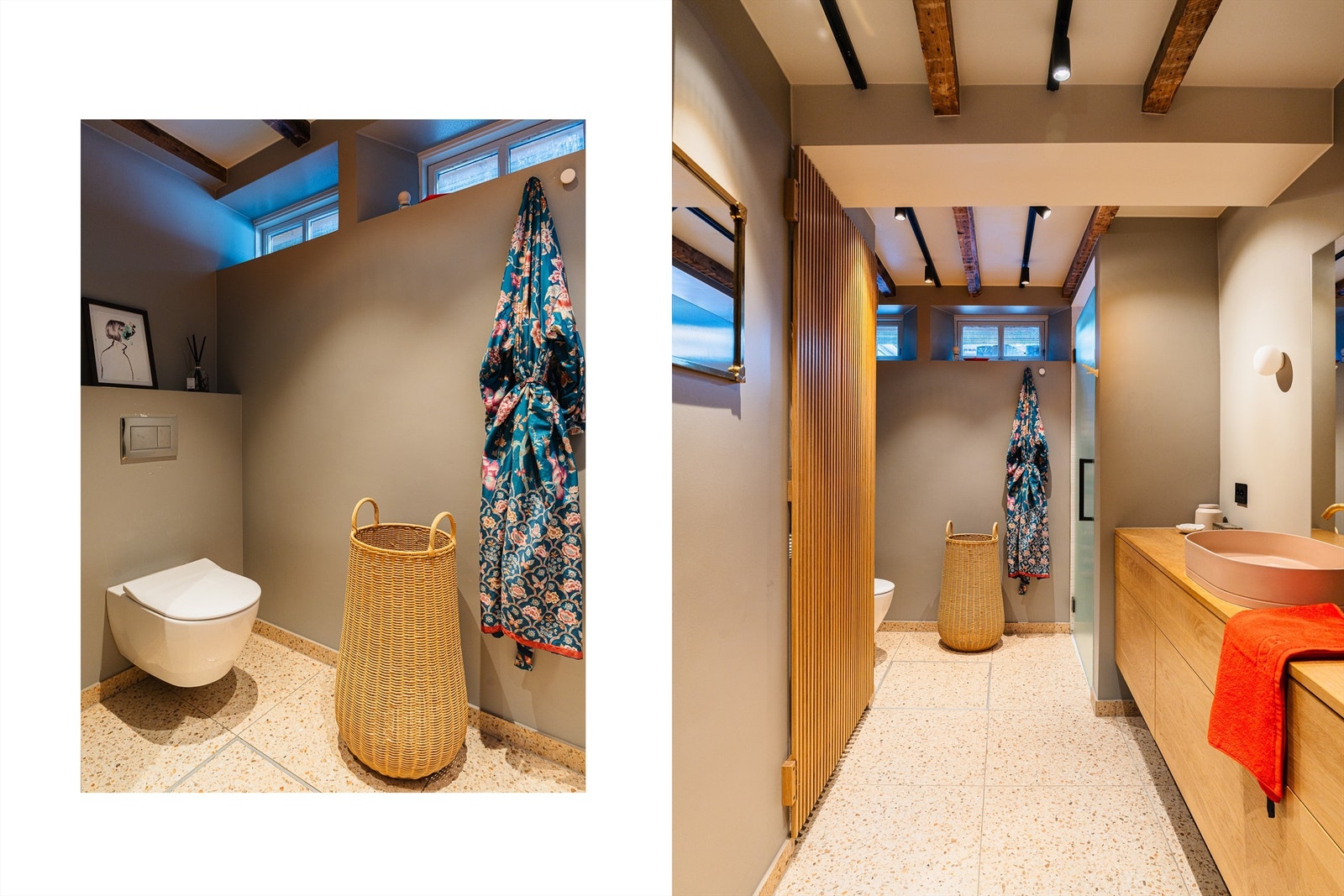 Innredningen er plassbygget i oljet eik, med vegghengt toalett. Galleribilde