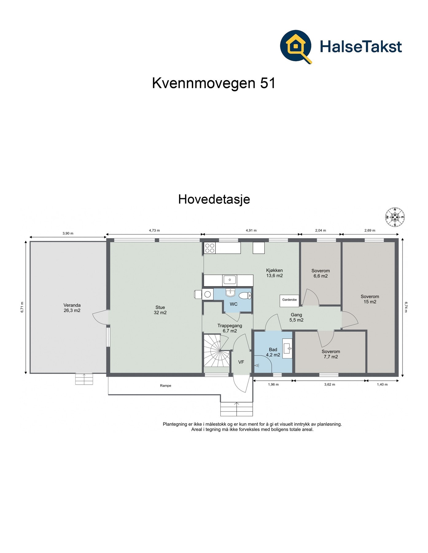 Plantegning hovedetasje. Galleribilde