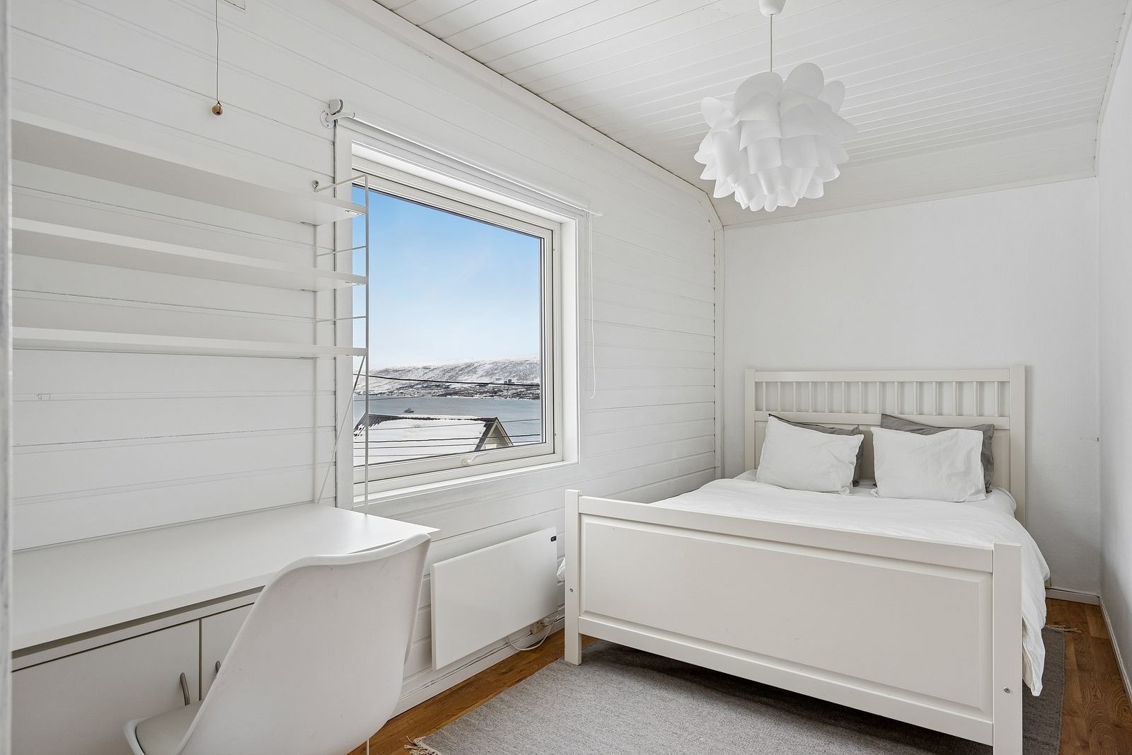 Soverom av god størrelse med plass til hjemmekontor.