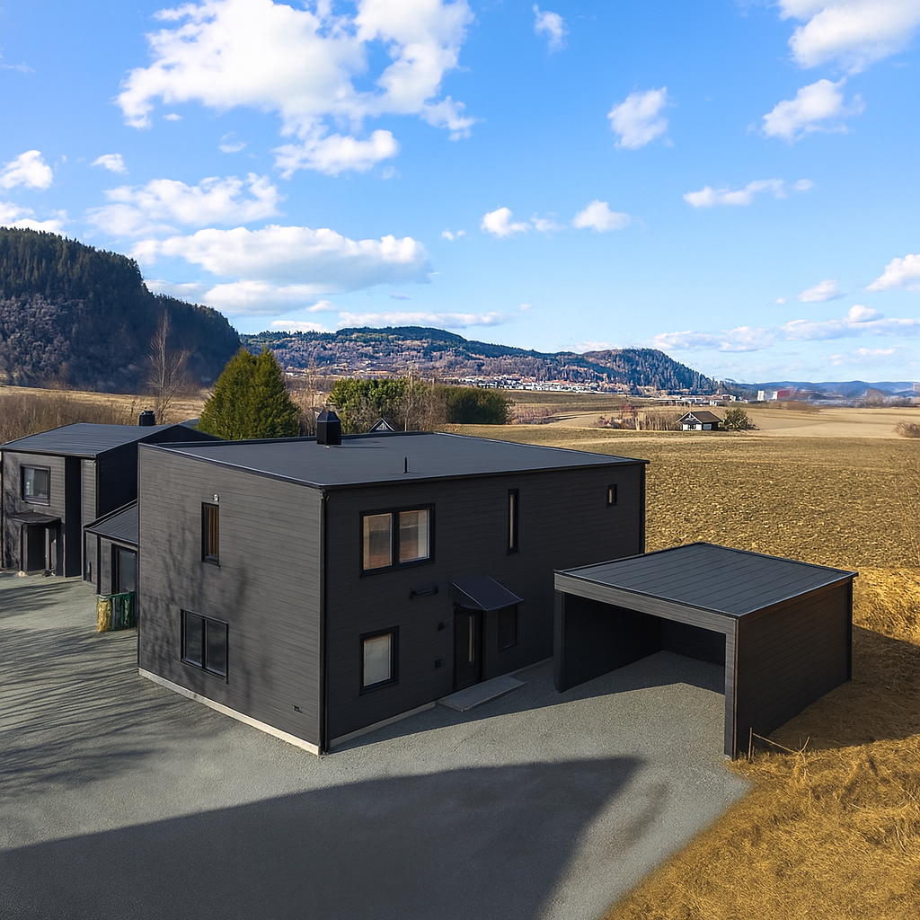 Forslag til plassering av carport på eiendommen (5 x 8 meter) Galleribilde