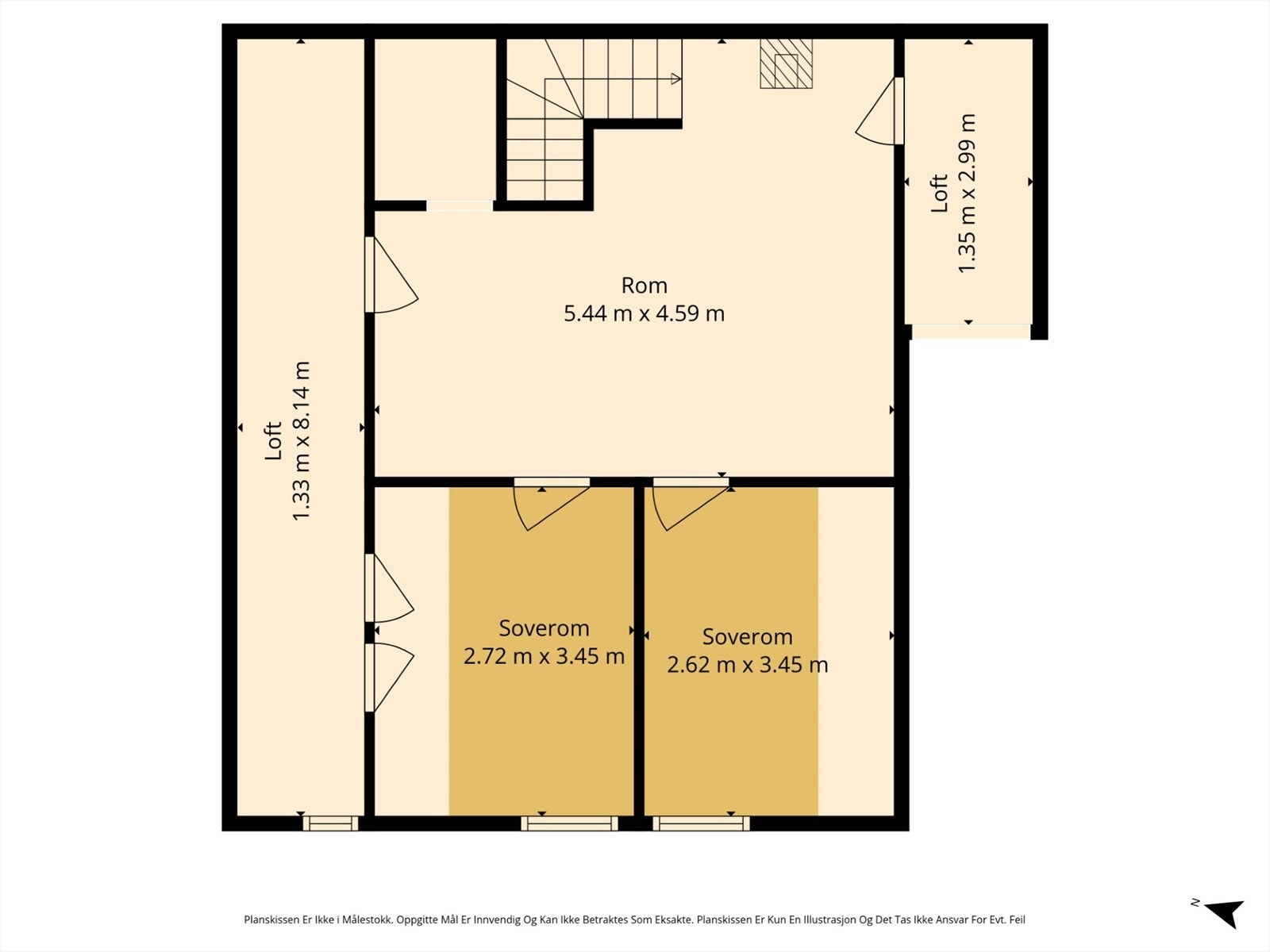 Plantegning 2.etasje - Ikke godkjent som rom for varig opphold Galleribilde