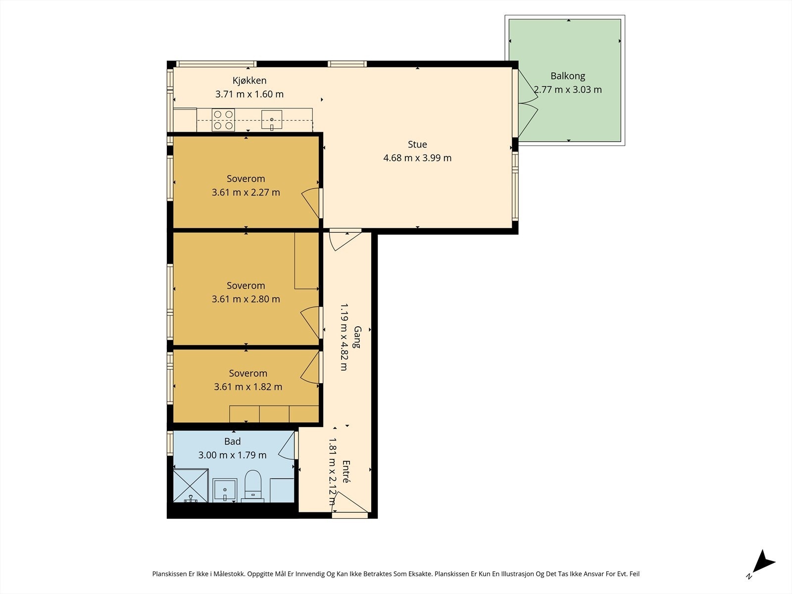 Alternativ plantegning - En annen enhet i sameiet har laget omtrent denne planløsningen. Se salgsoppgaven for mer informasjon. Galleribilde