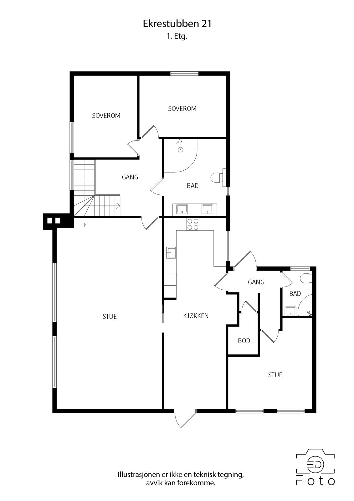 Plantegning 1. etasje Galleribilde
