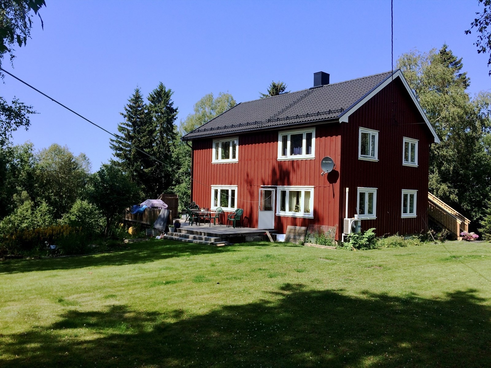 Sommerbilde. Fin og skjermet hage med plen. Galleribilde