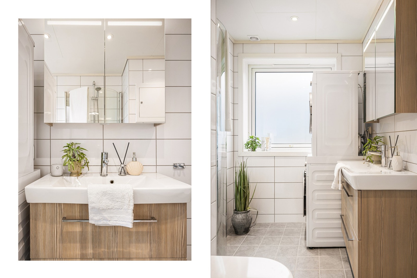 - Badet er lyst og pent, oppusset i 2016, og er innredet med flislagte gulv og vegger, varmekabler i gulv samt elektrisk avtrekksventilasjon - Galleribilde