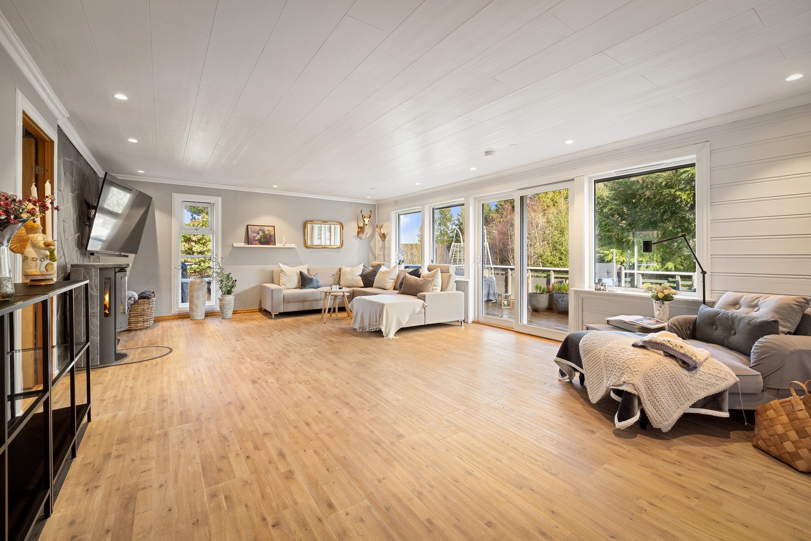 Romslig stue med utgang til terrassen. Galleribilde