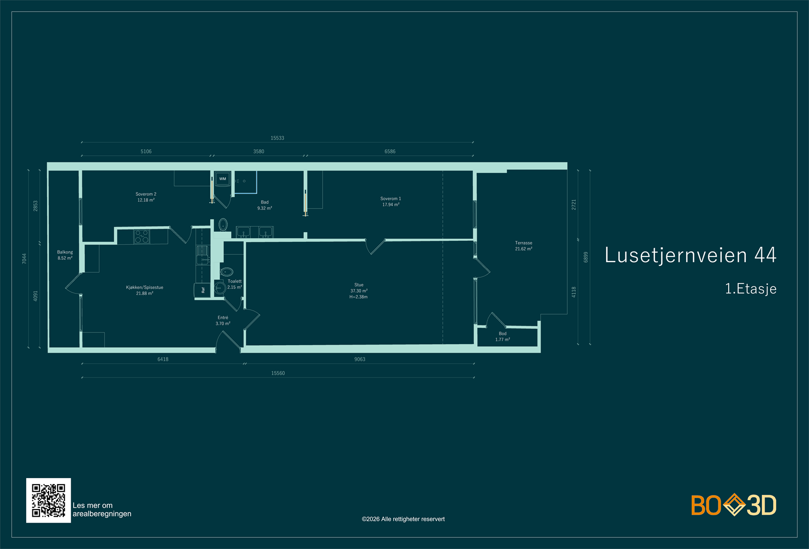 Leiligheten ligger i byggets 1. etasje med en gjennomgående og arealeffektiv planløsning. Galleribilde
