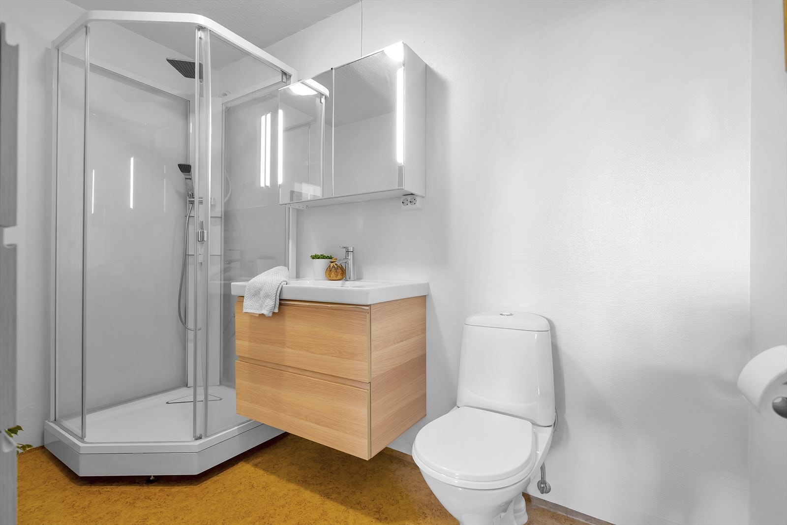 Dusjkabinett og toalett. Galleribilde