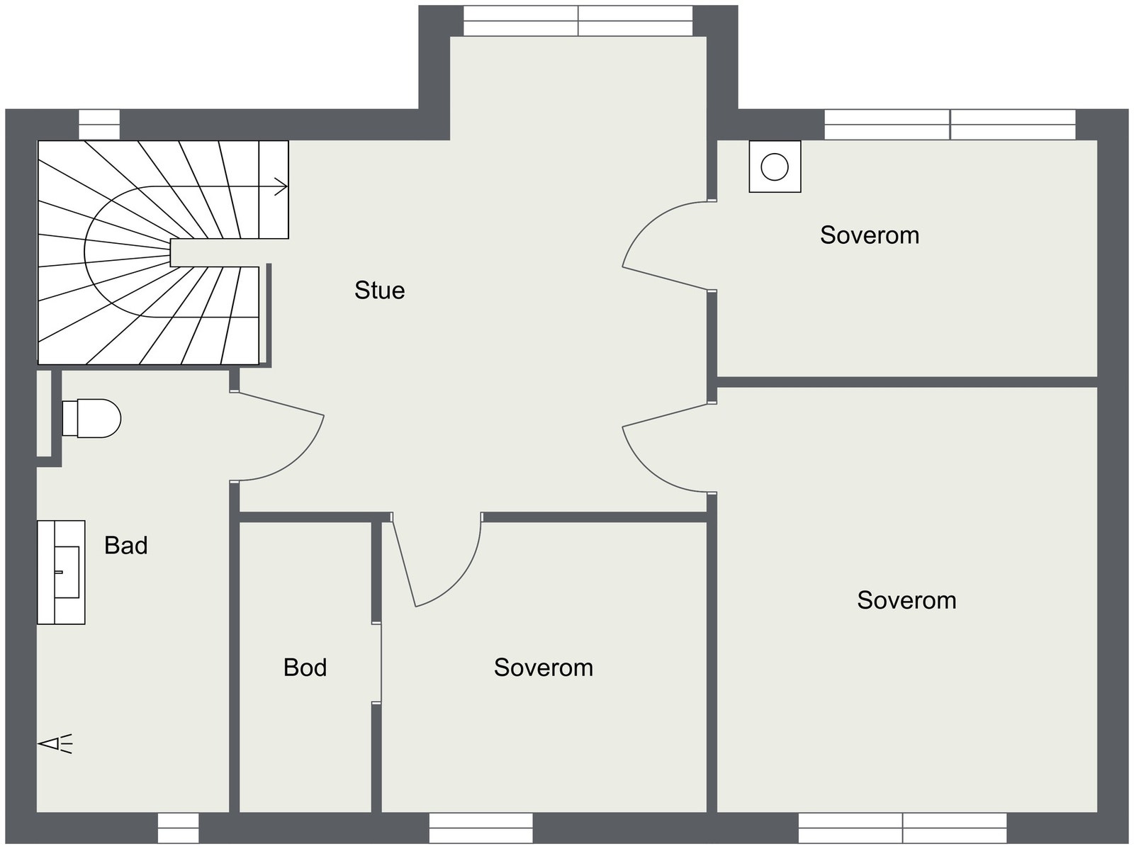 Plantegning andre etasje. Galleribilde