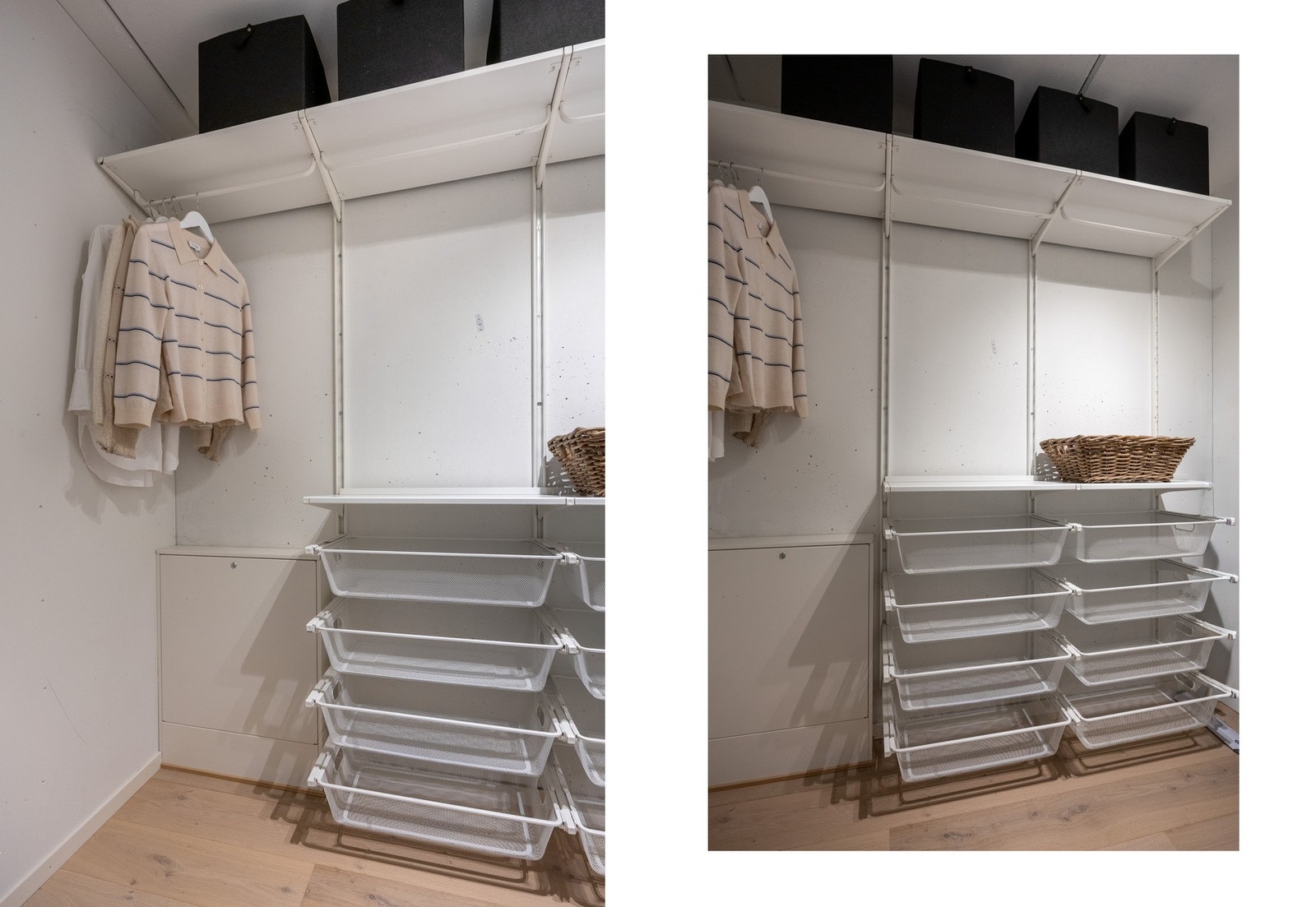 Innvendig bod med innebygd garderobeløsning. Galleribilde