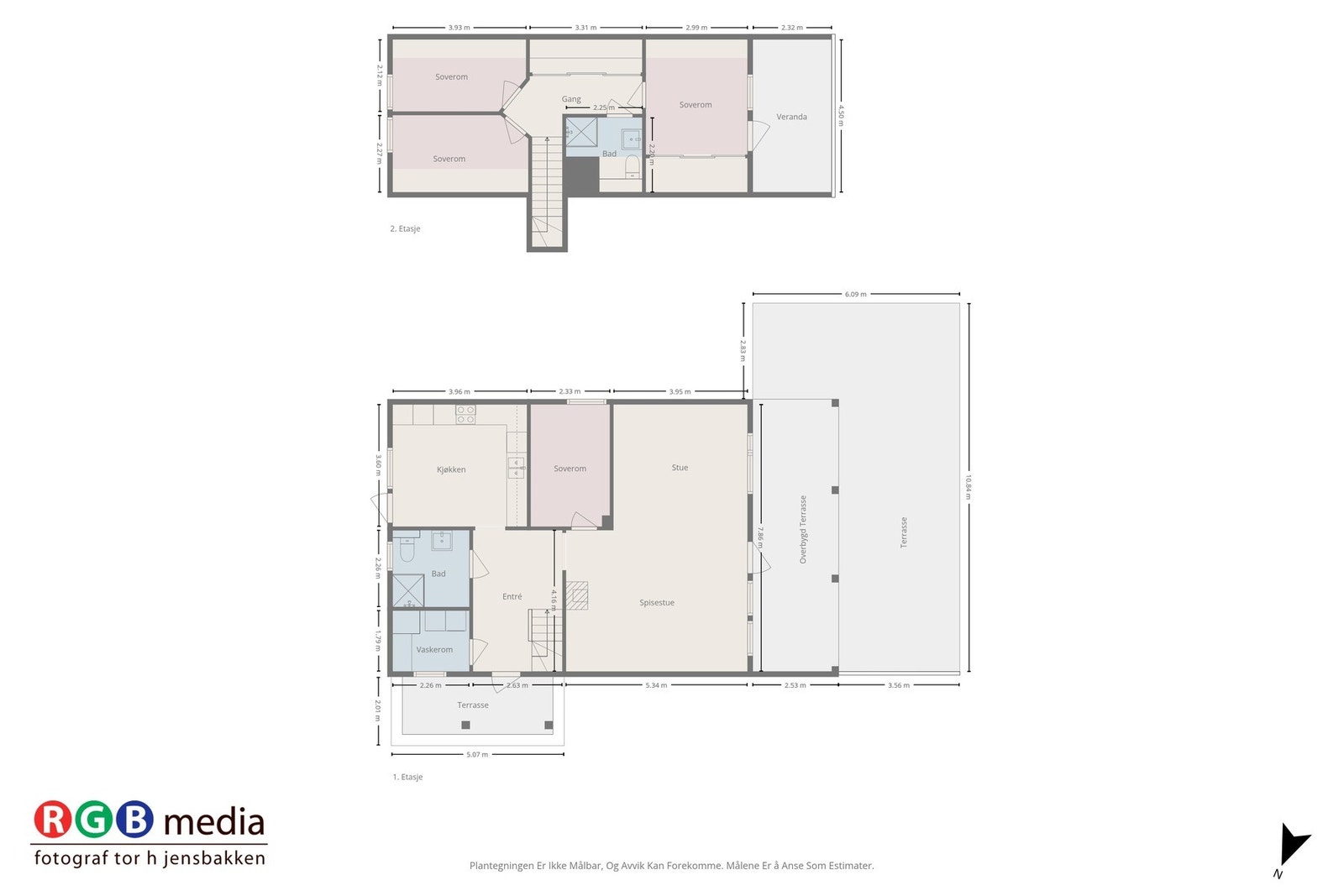 Plantegning begge etasjer. Galleribilde
