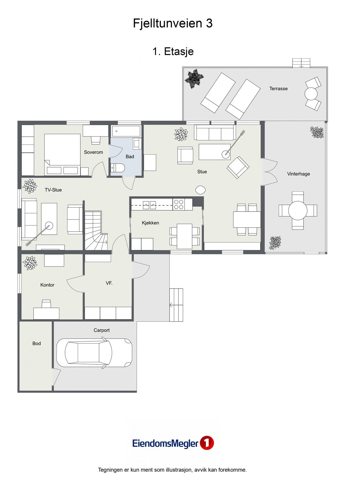 Illustrasjon 2D - Fjelltunveien 3 - 1. Etasje Galleribilde
