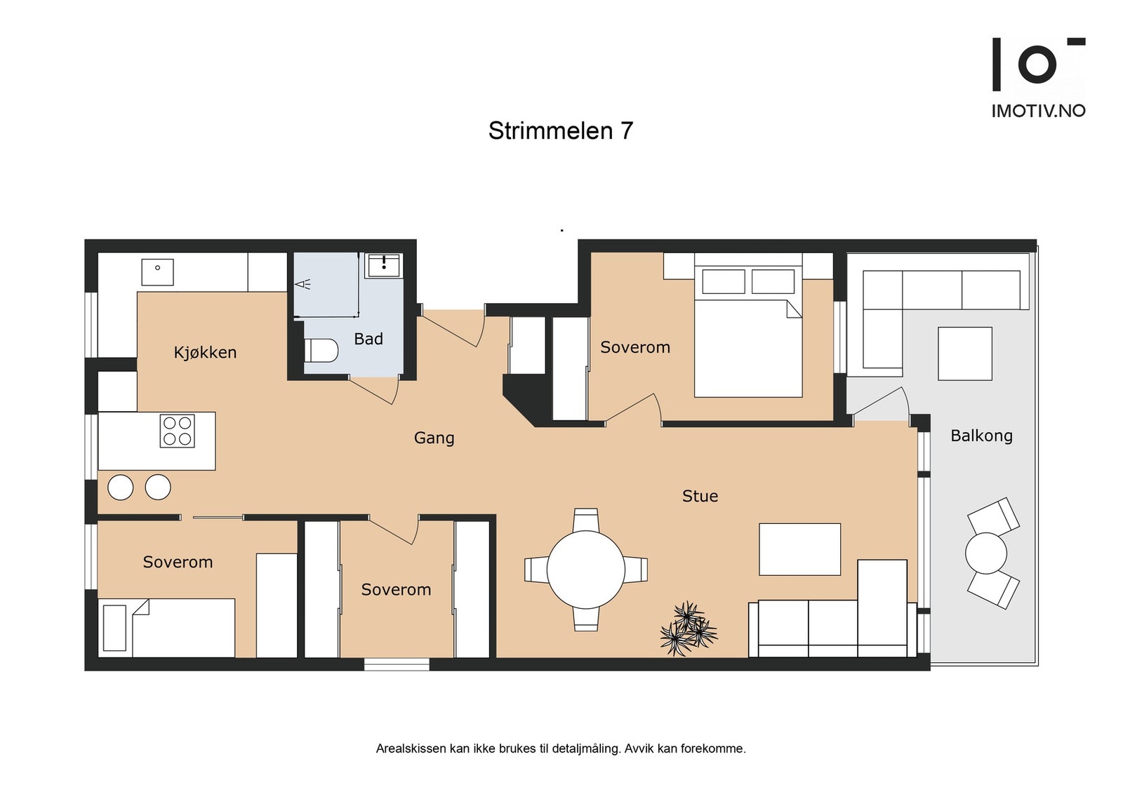 - Planløsning. Det ene soverommet er i dag brukt som walk-in - Galleribilde