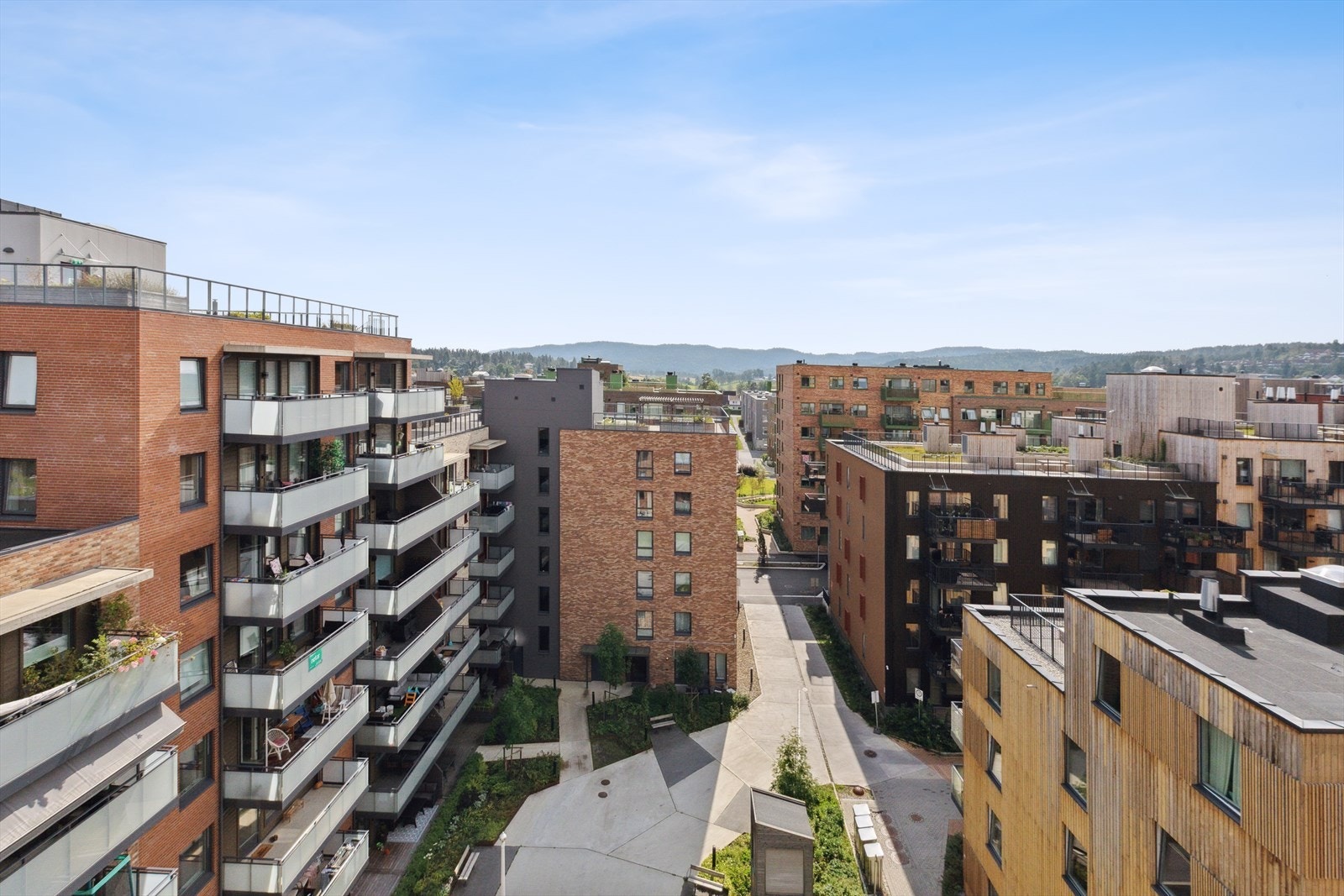 Utsikt fra takterrassen mot syd. Galleribilde