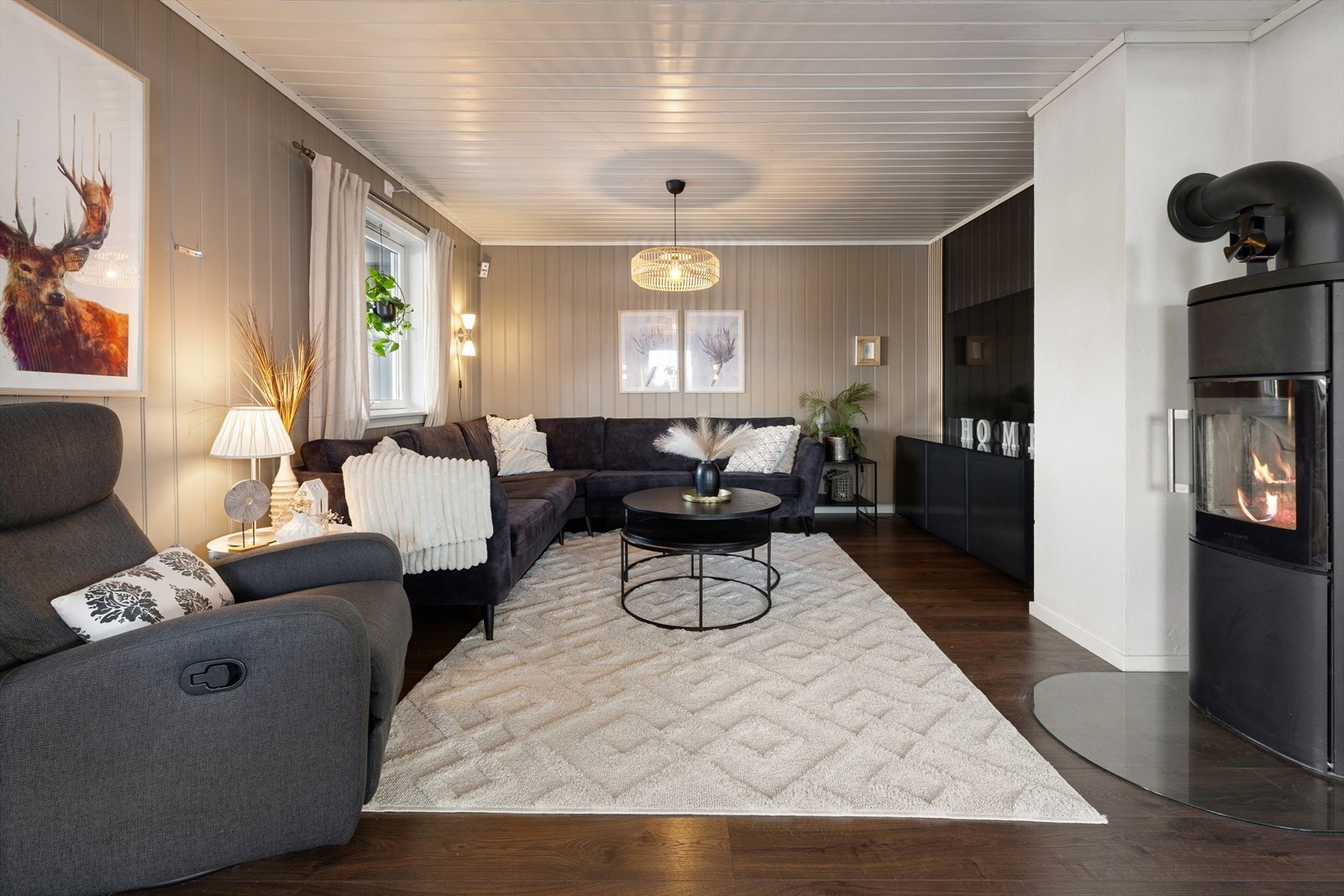 Peisovn i stue som varmer på kalde dager Galleribilde