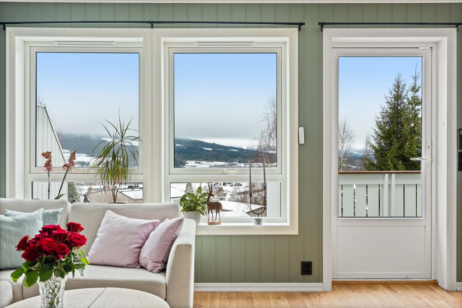 Flott utsikt fra stue og kjøkken. Galleribilde