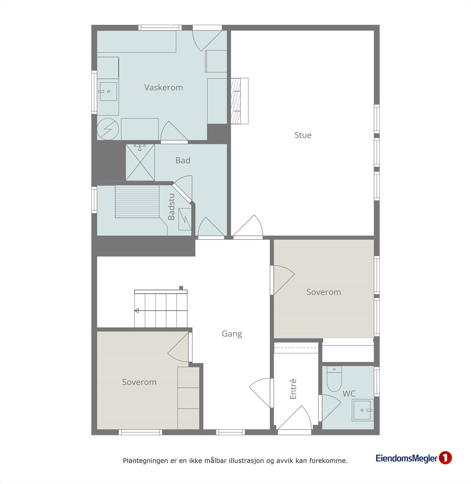 Planteikning u.etg. (det er ikkje søkt om bruksendring frå boder til soverom i u.etg.) Galleribilde