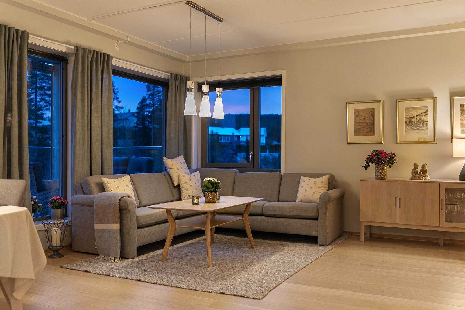 Nydelig utsikt fra stuen, samt utgang til balkongen. Galleribilde