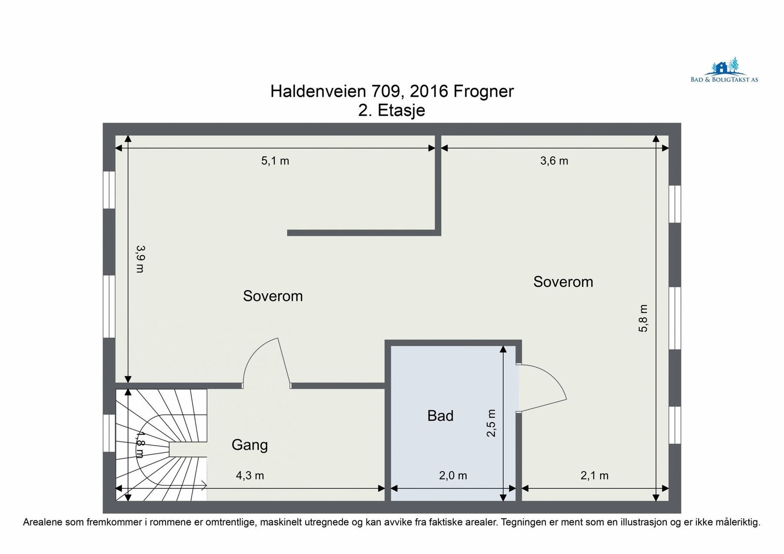Vi legger planskissen for loftsetasjen her slik at du kan orientere deg før vi går videre. Galleribilde