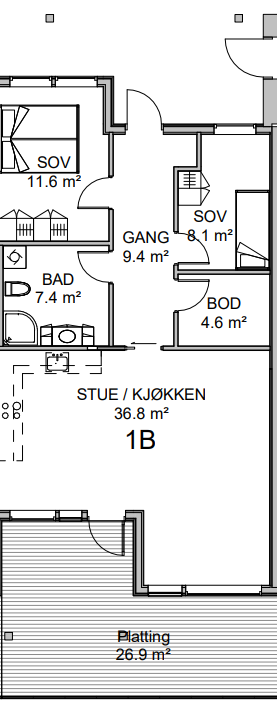 Plantegning for leiligheten. Galleribilde