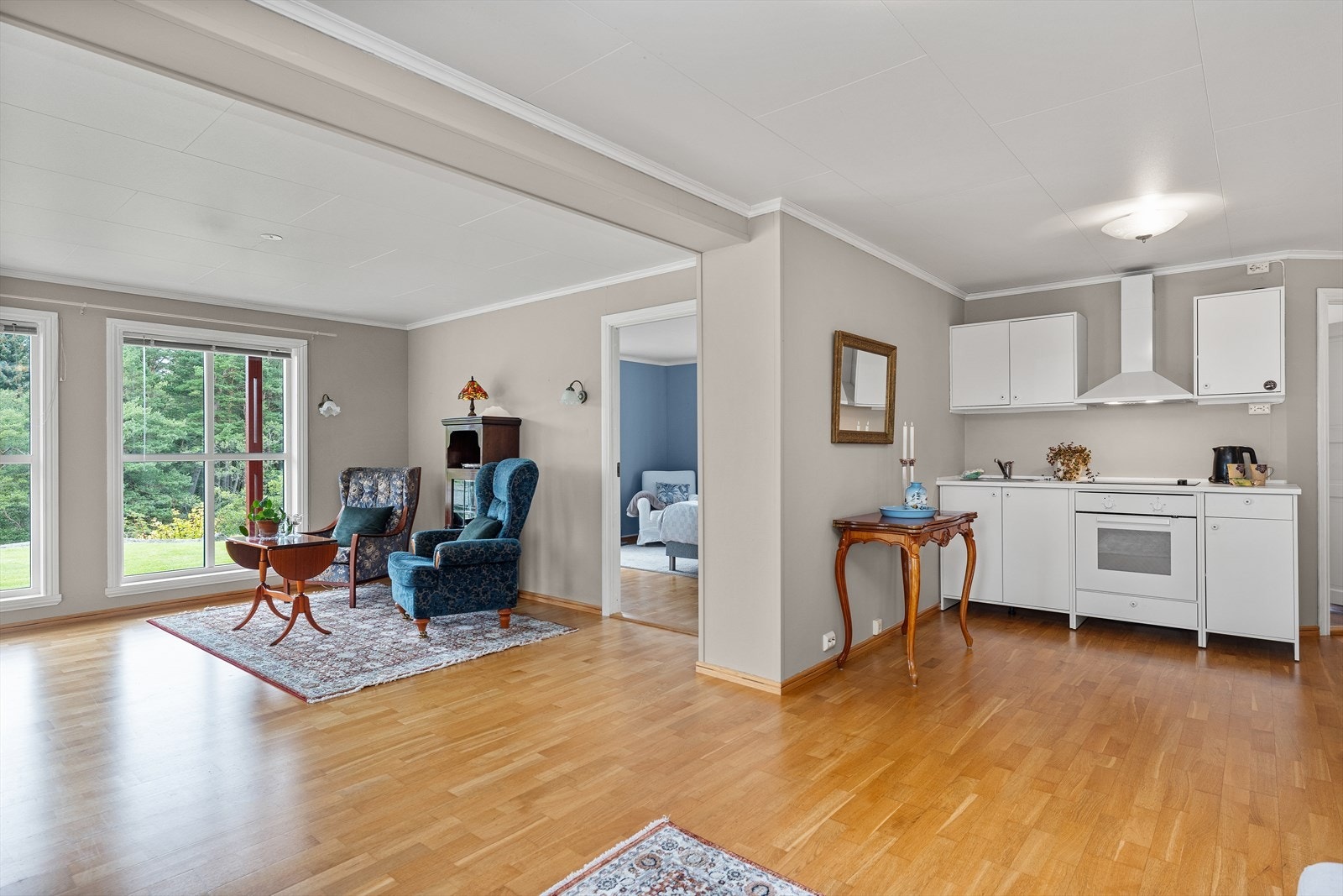 I stuen er det også lagt opp et enkelt kjøkken. Galleribilde