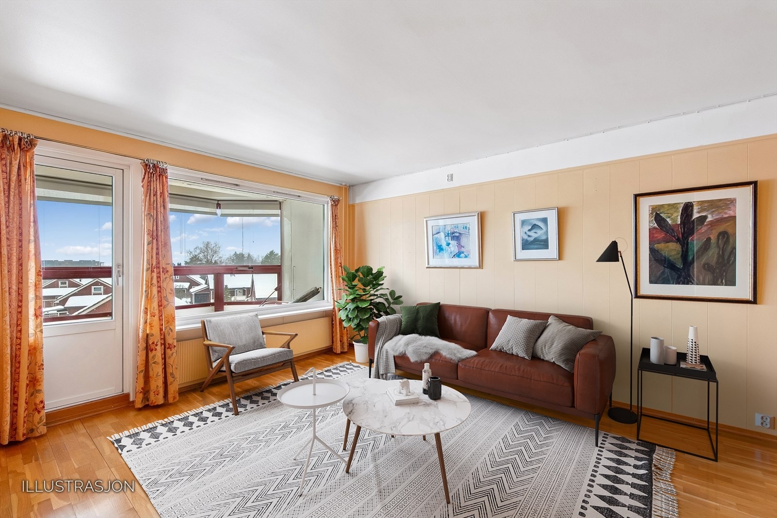 De store vinduene slipper rikelig med dagslys inn i rommet (Digital styling) Galleribilde