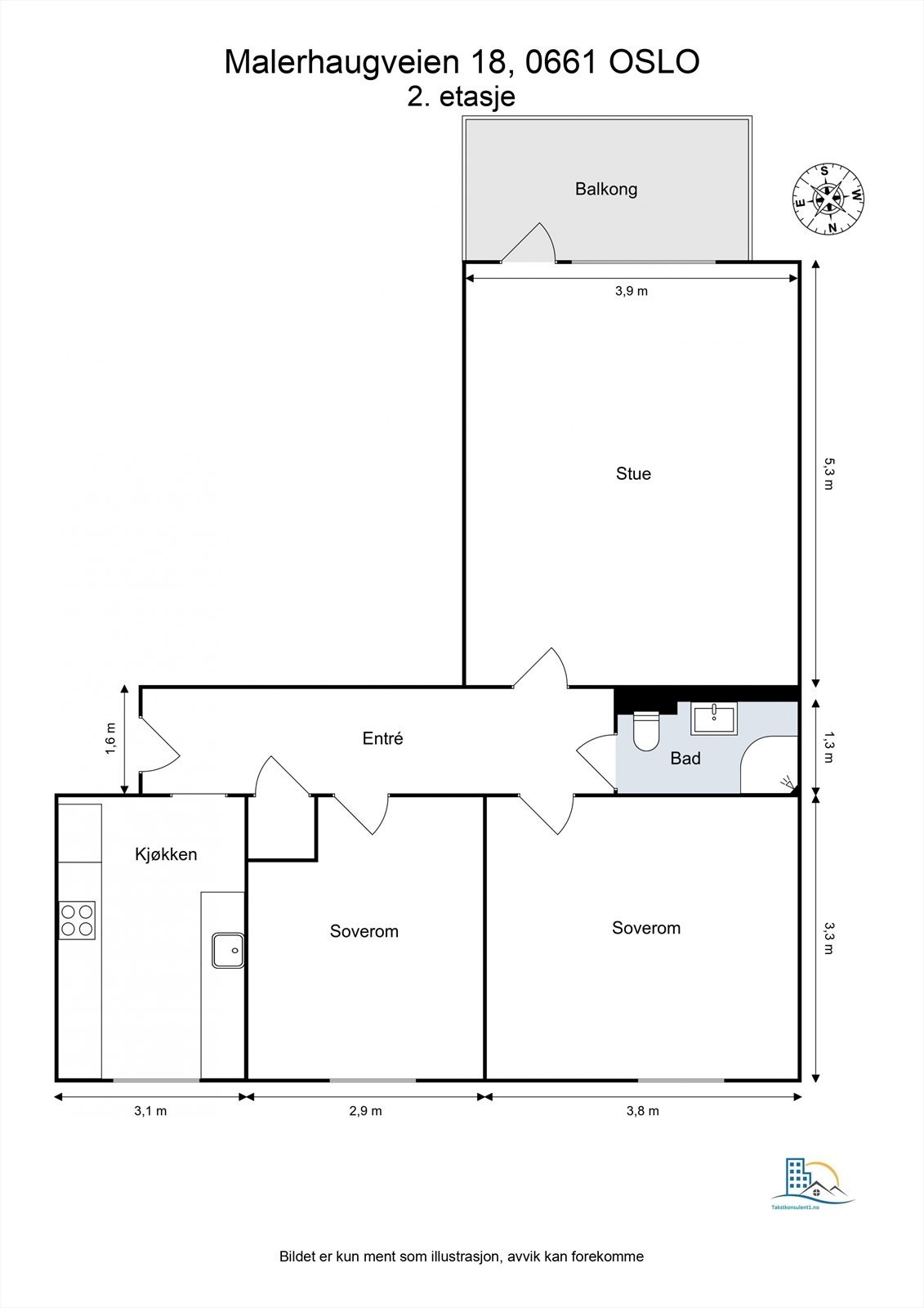 Leiligheten har en arealeffektiv og gjennomgående planløsning med adkomst til alle rom fra entréen. Galleribilde
