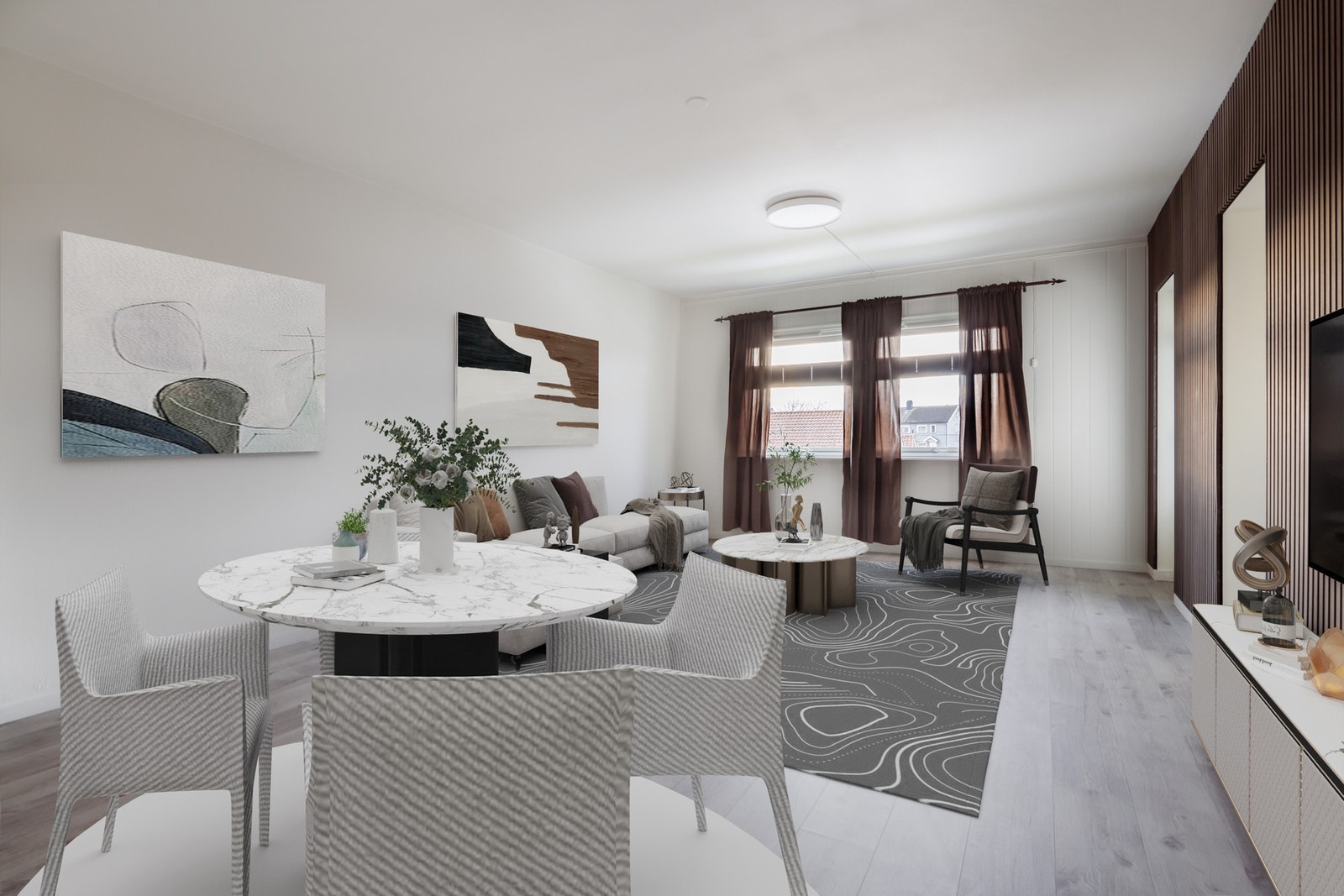 God plass til både salong og spisebord (digitalt stylet) Galleribilde