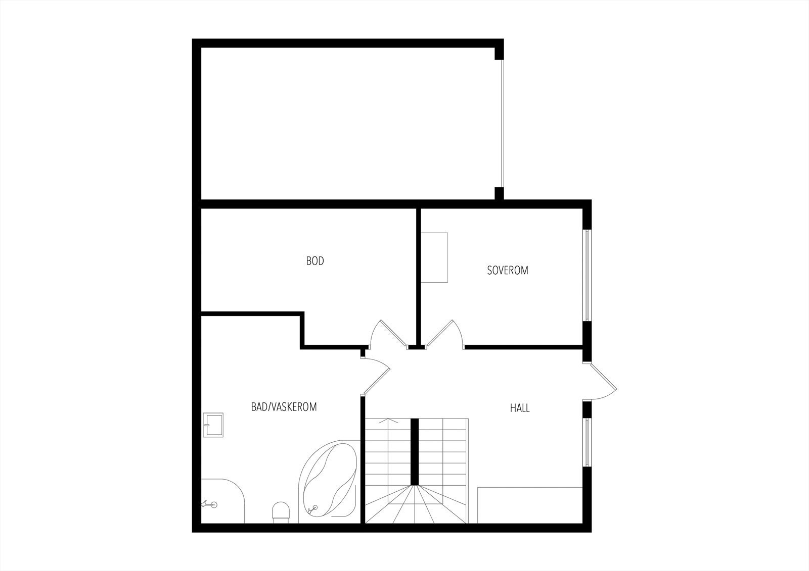 Planløsning ved underetasje/inngangsparti. Galleribilde