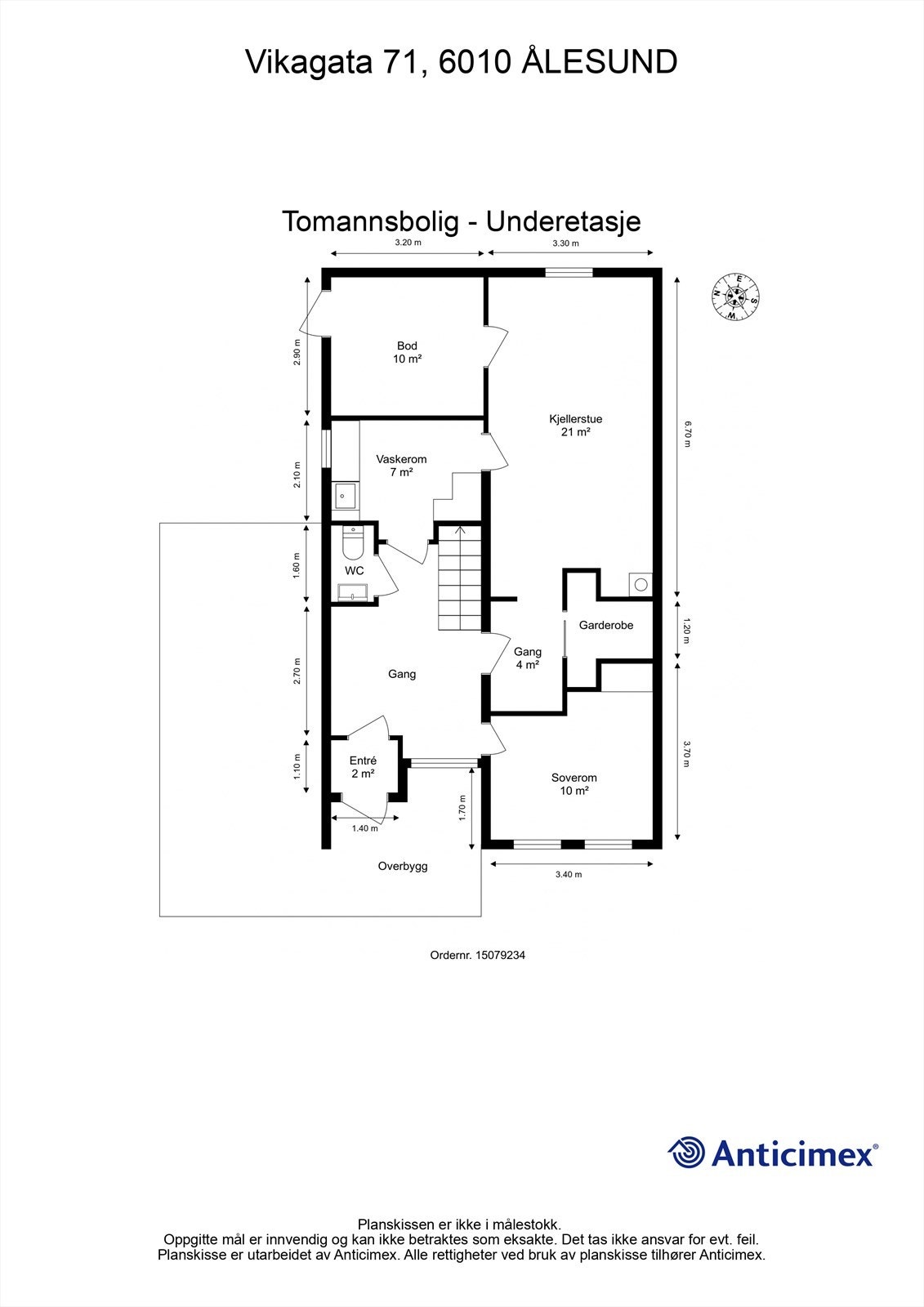 Målsatt plantegning av underetasjen Galleribilde