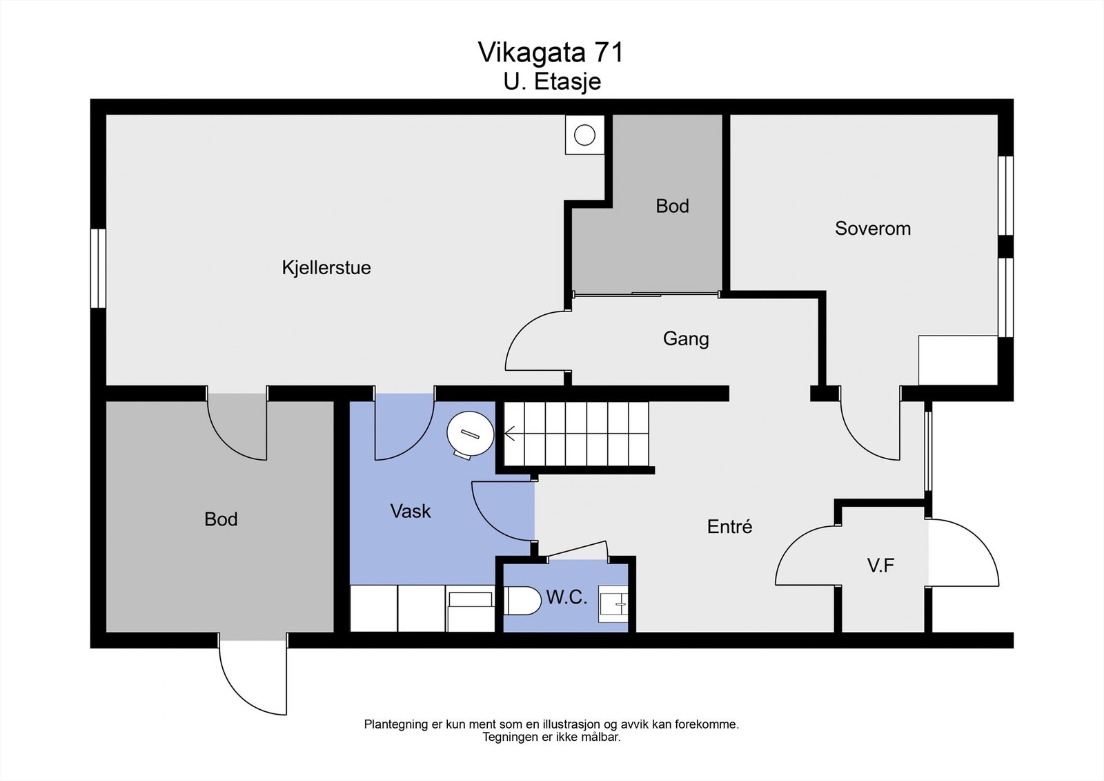 Plantegning av underetasjen. Galleribilde