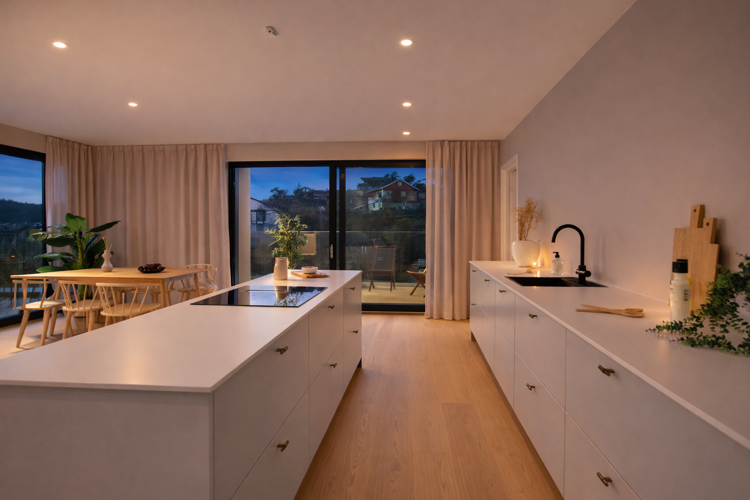 Nydelig utsyn og med vinduer mot sør og vest gir gode lysforhold -- - Bilde stylet og fargejustert digitalt - kun til illustrasjon - det tas forbehold om feil med skallering, utforminger, belysning og andre forhold som kan fravike fra faktiske forhold Galleribilde