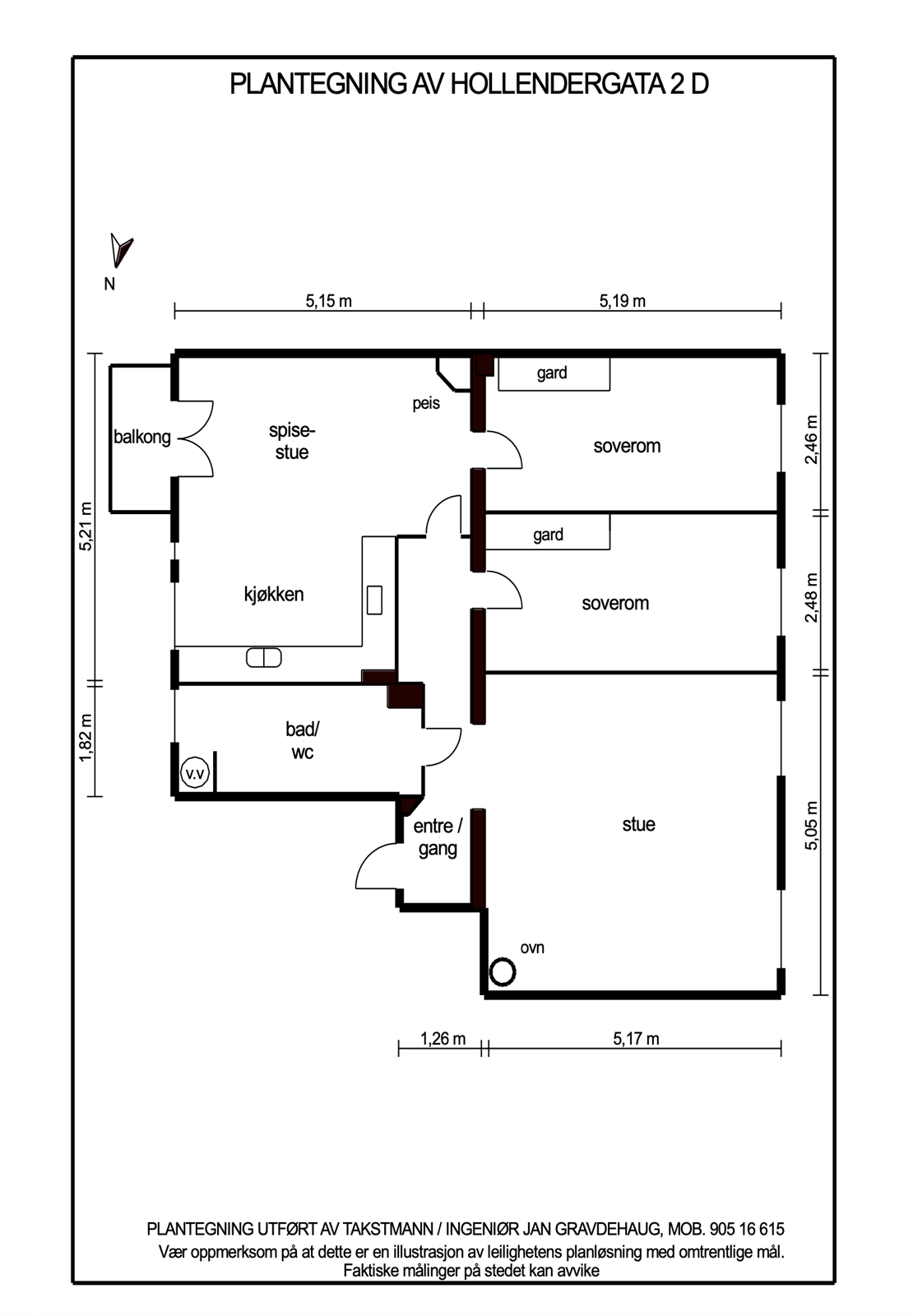 Plantegning Hollendergata 2D. Galleribilde
