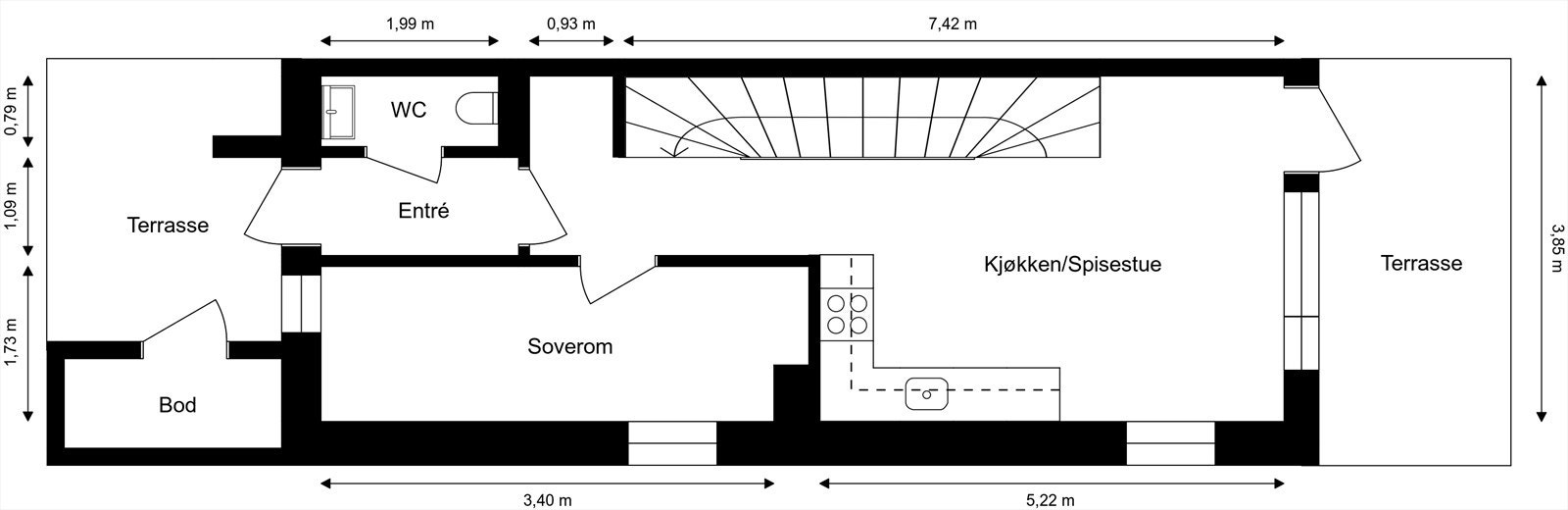 Plantegning 1. etasje. Galleribilde