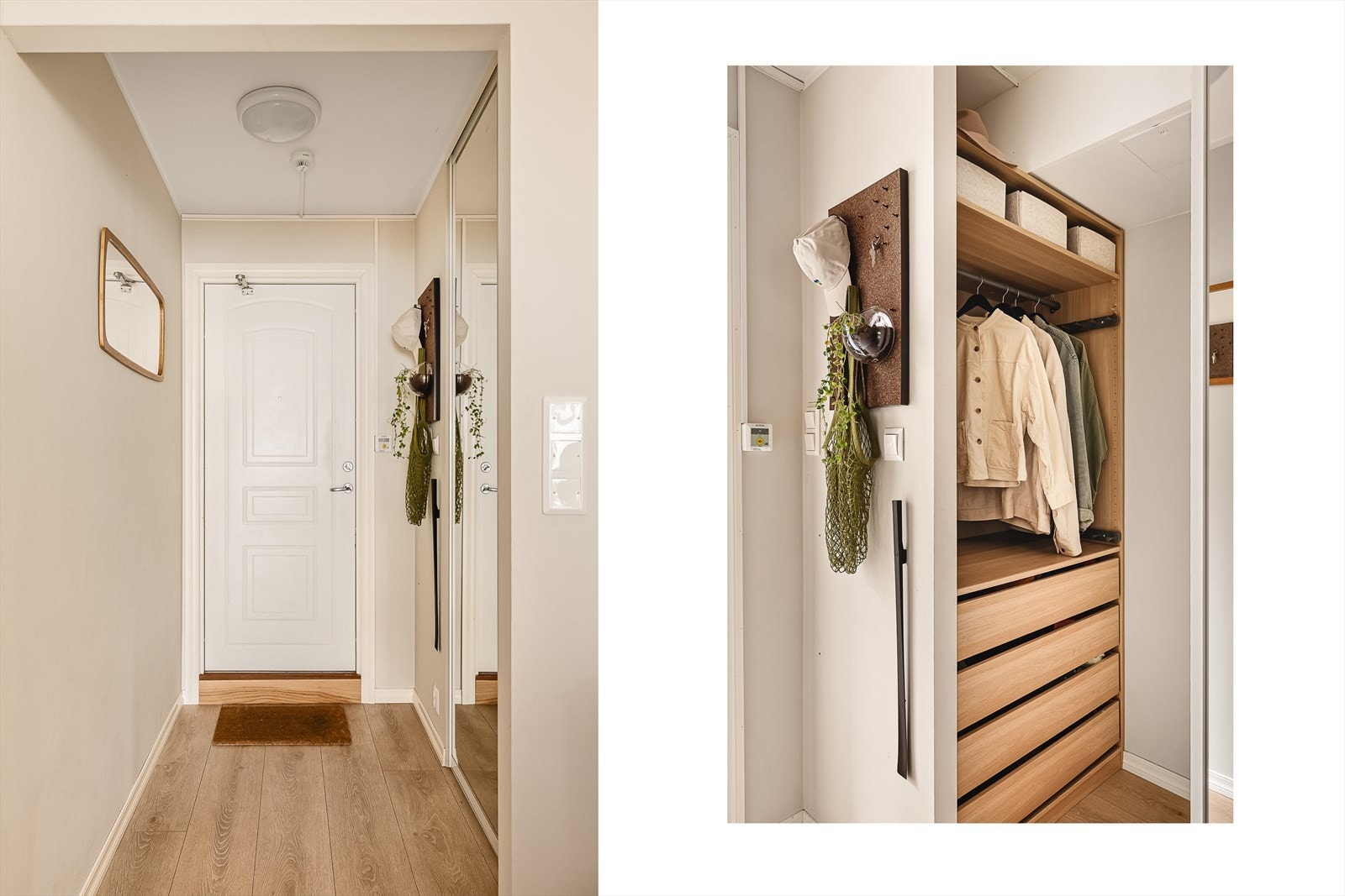 Entreen har en praktisk, integrert garderobeløsning. Galleribilde