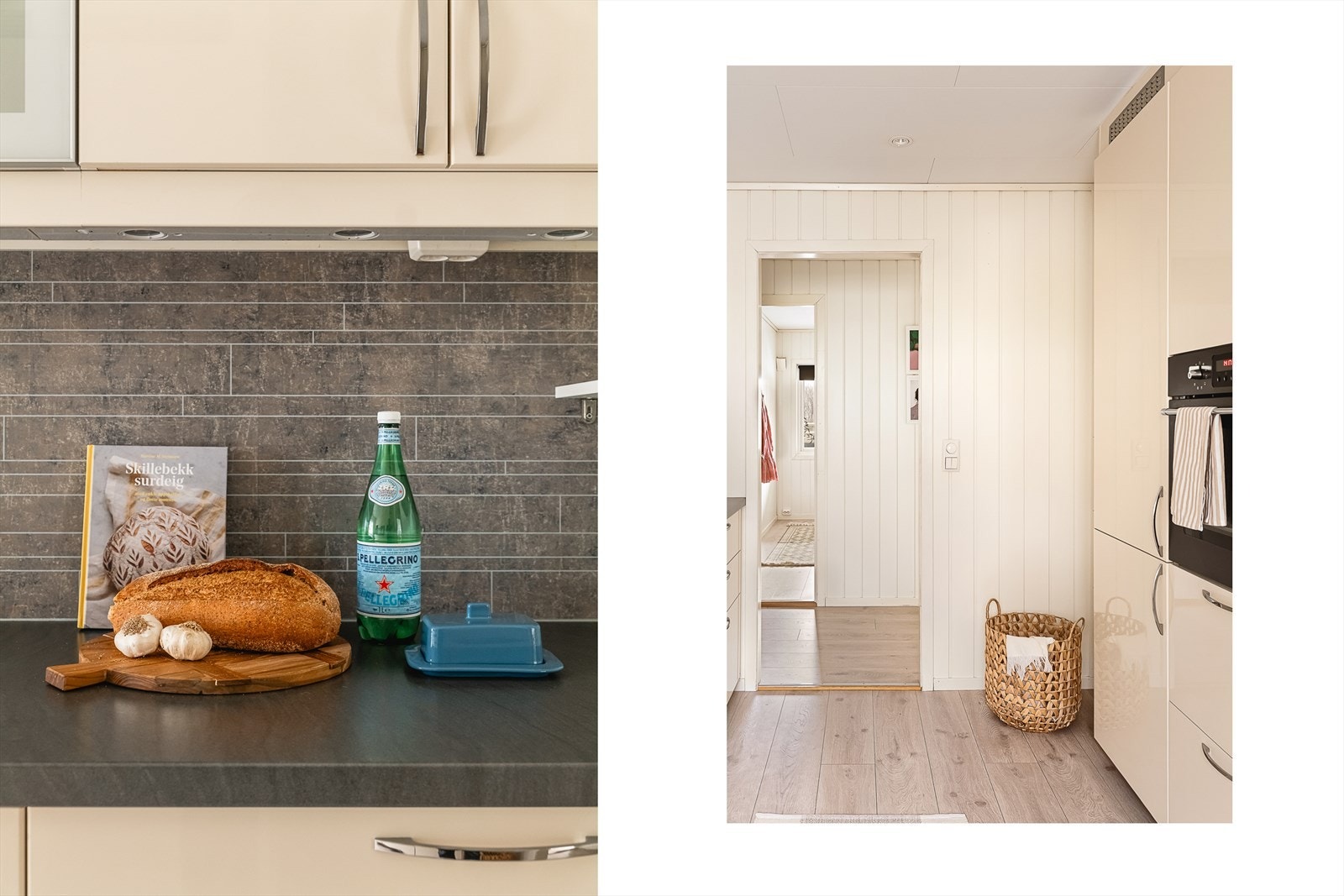 Integrerte hvitevarer (IKEA): Stekeovn, induksjonstopp, oppvaskmaskin og kombinert kjøl/frys. Galleribilde