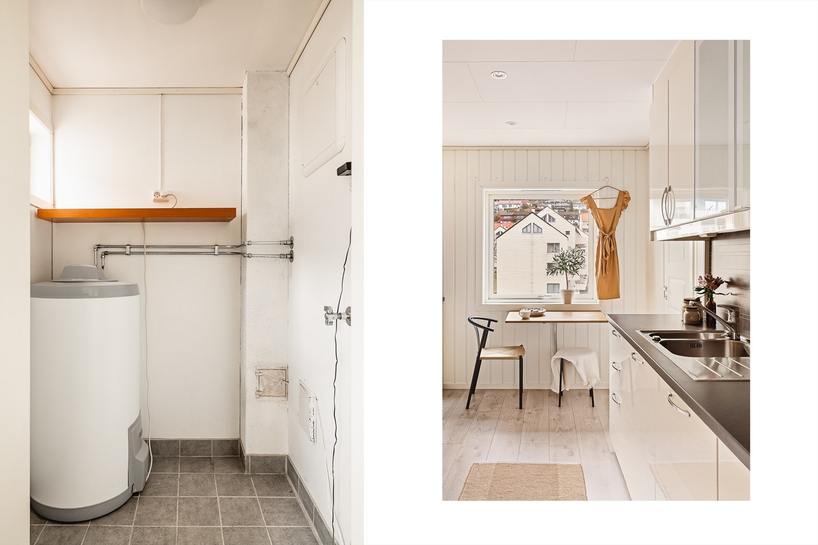 Fra kjøkkenet er det inngang til praktisk bod/vaskerom på 2,1 kvm med opplegg for vaskemaskin (og aquastop). Også fint og brukervennlig fellesvaskeri og tørk i kjeller som kan benyttes. Galleribilde