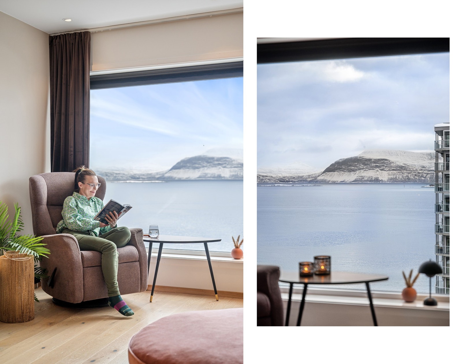 Elektriske persienner på stuevinduer Galleribilde