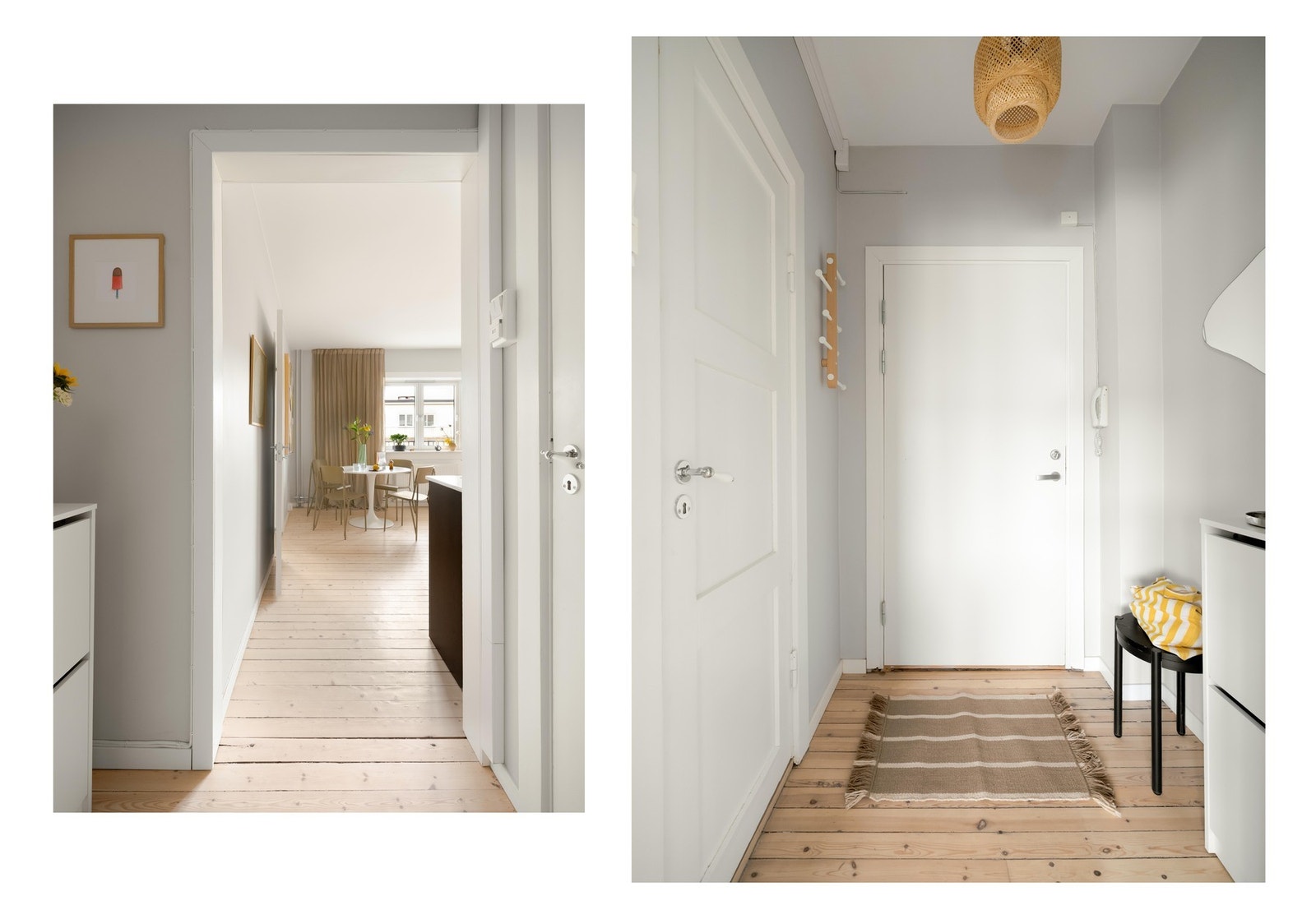 I gangen er det god plass til å henge fra seg jakker og plassere sko. Galleribilde