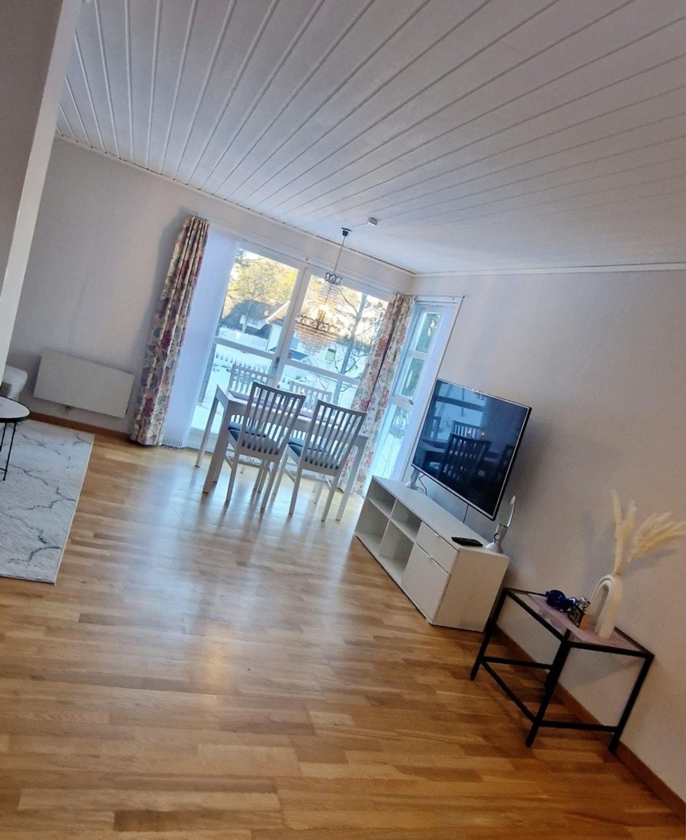 Oppholdsrommet gir god plass til både sitteområde og underholdning. Galleribilde