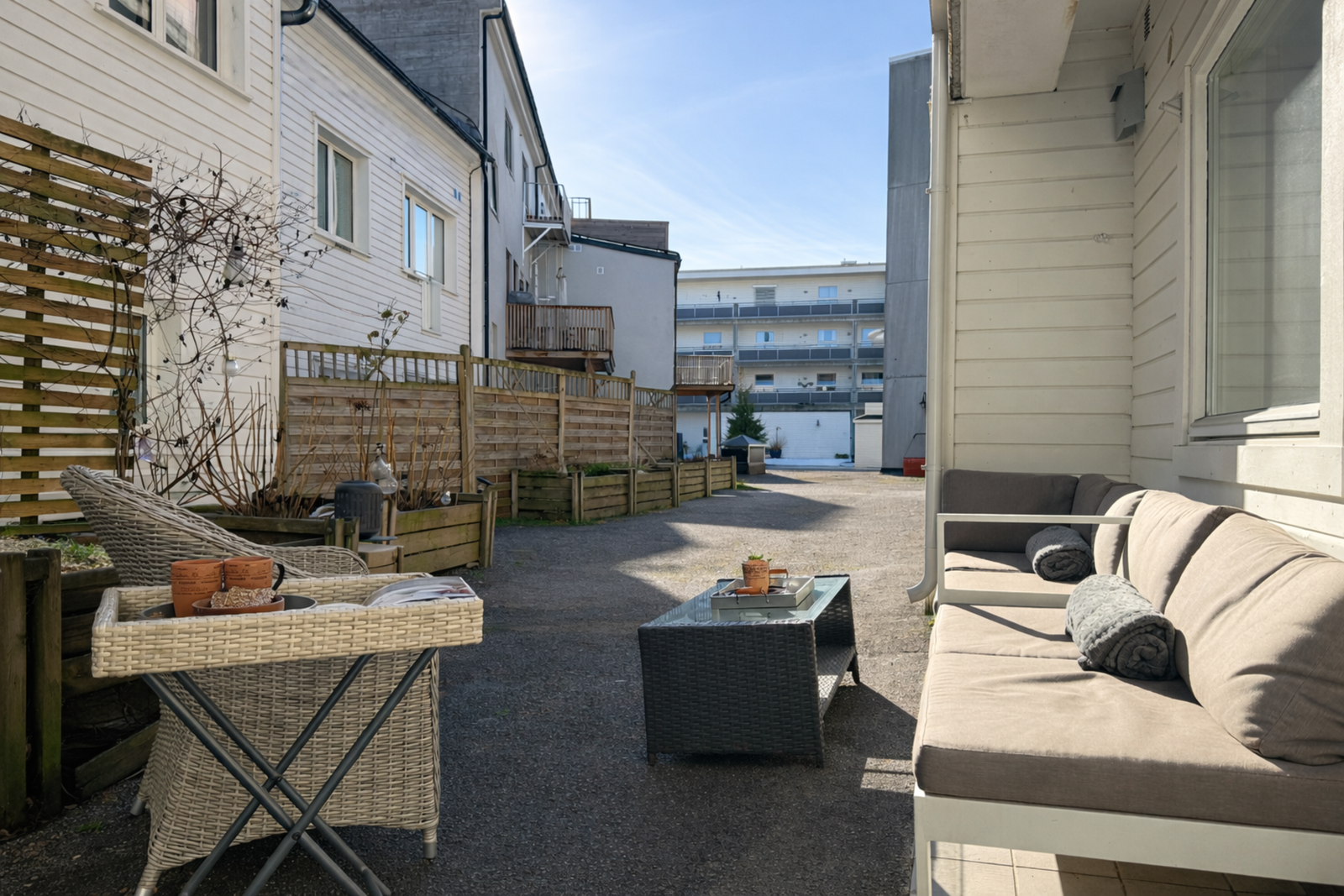 Leiligheten ligger på enden og her er det god plass til møblering. Her er det også lunt Galleribilde