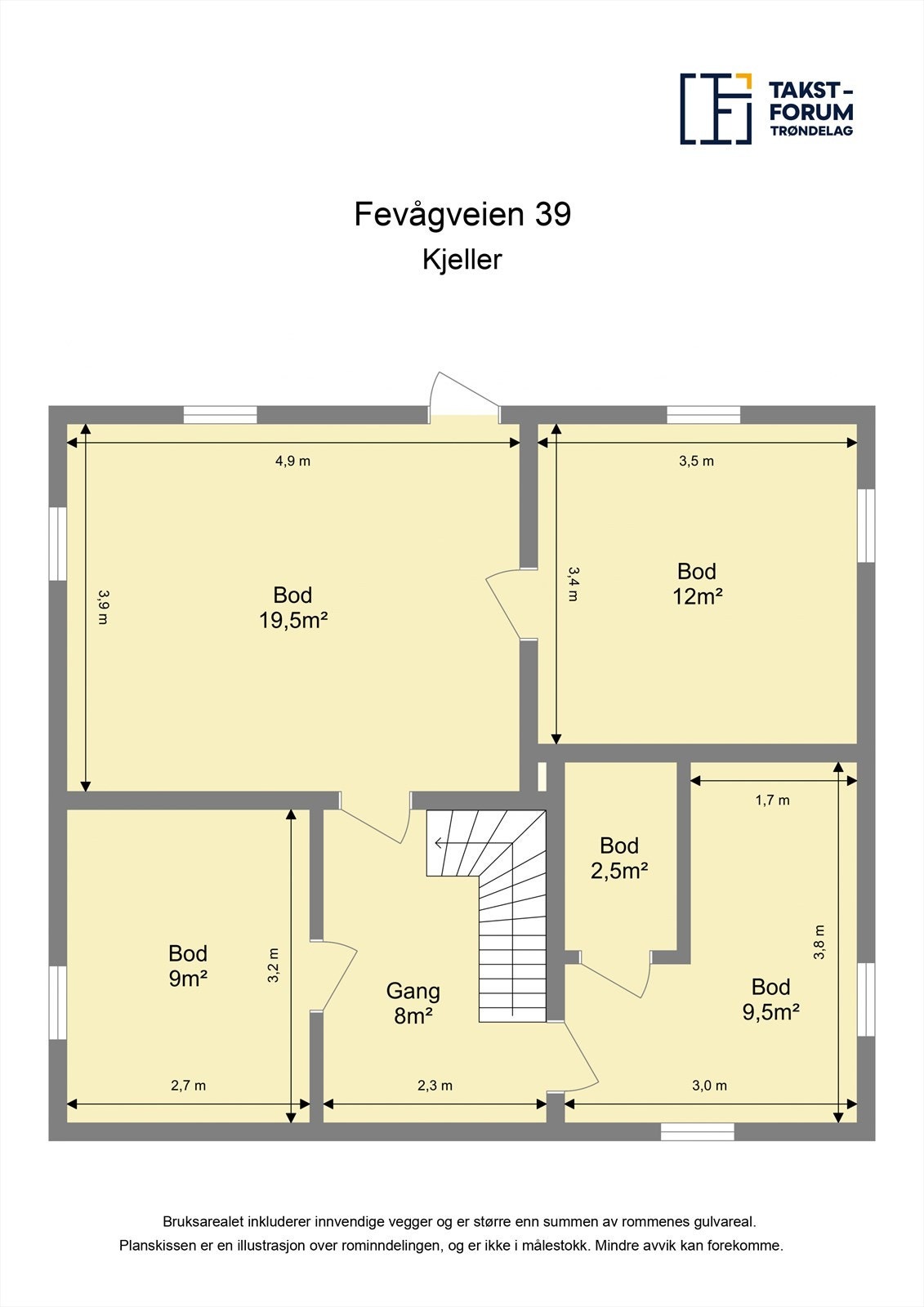 Skissert plantegning kjeller. Galleribilde