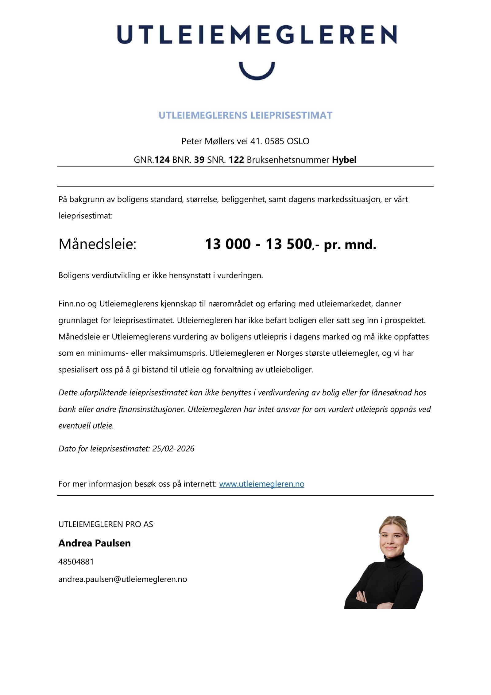 Utleievurdering hybel. Galleribilde