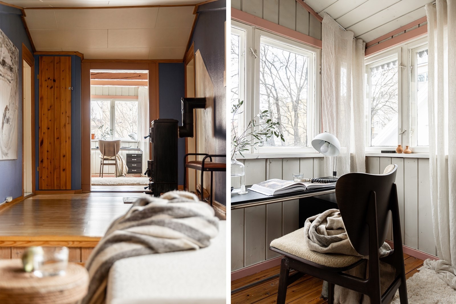 Romslig mellomgang med vedovn for de kaldere dagene. Fleksible innredningsmuligheter. Galleribilde