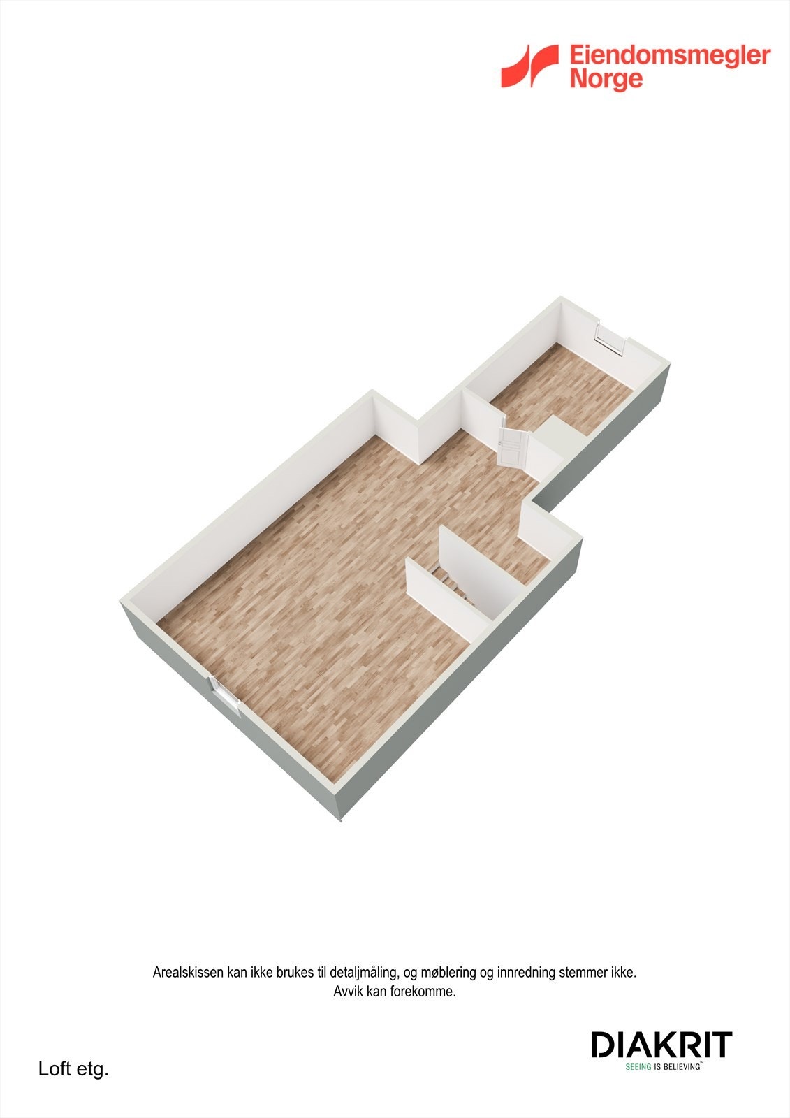 3D Plantegning loft etg. Galleribilde