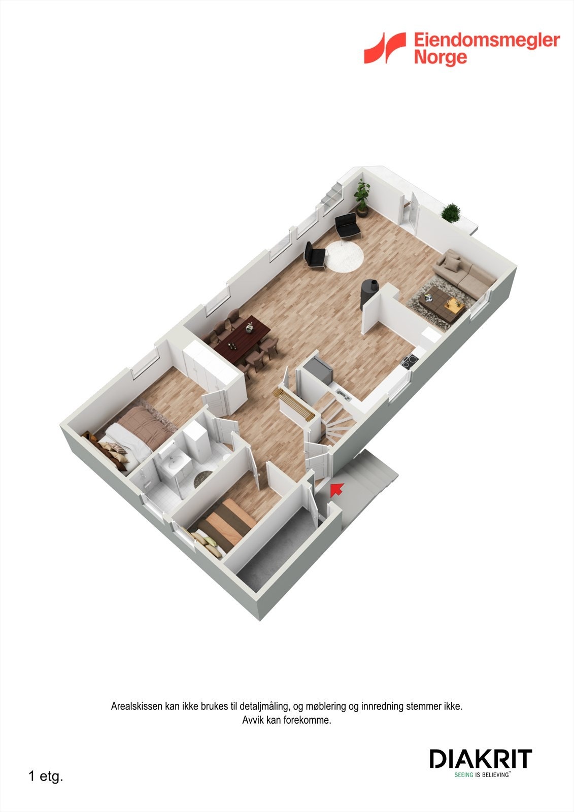 3D Plantegning 1.etg. Galleribilde