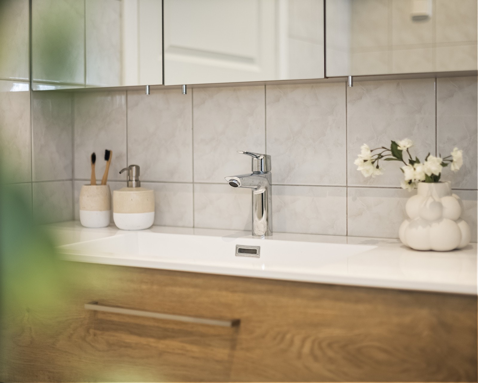 Fugene på badet ble fornyet i 2025 som en del av oppgraderingene Galleribilde