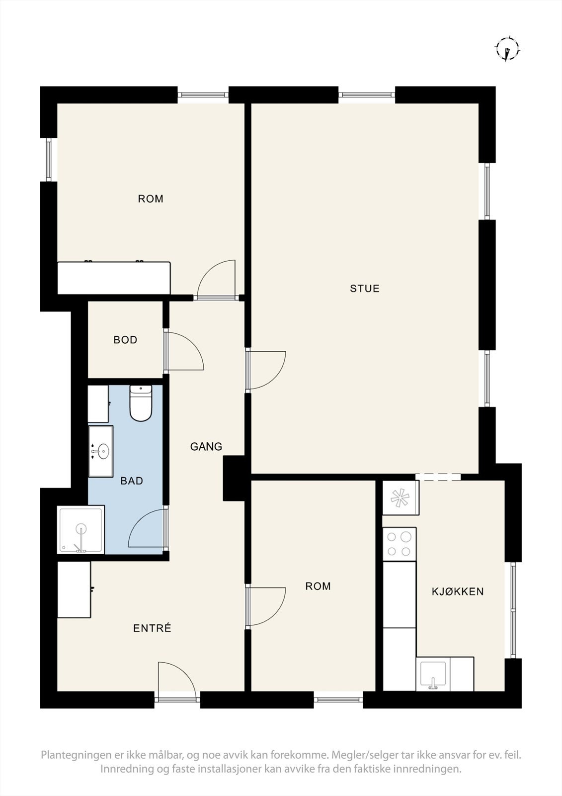 Underetasje - Trapp mellom etasjene er fjernet. Tiltaket er ikke byggemeldt eller godkjent. Uten godkjenning er begge boenhetene ulovlige (se punkt "ferdigattest"). Rommene i underetasjen tilfredsstiller heller ikke krav for rom til varig opphold. Galleribilde